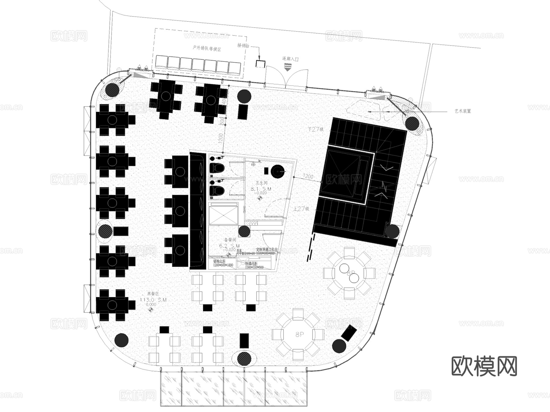 江西新力外滩9号7#拾光火锅店室内工装CAD施工图整套cad施工图