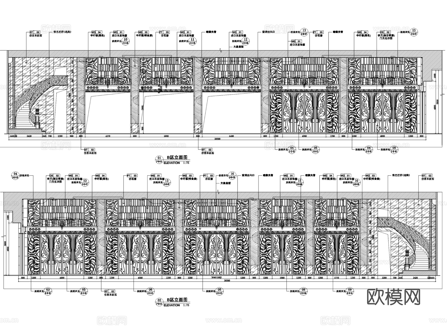 人山人海餐厅沈阳分店室内工装CAD施工图整套cad施工图