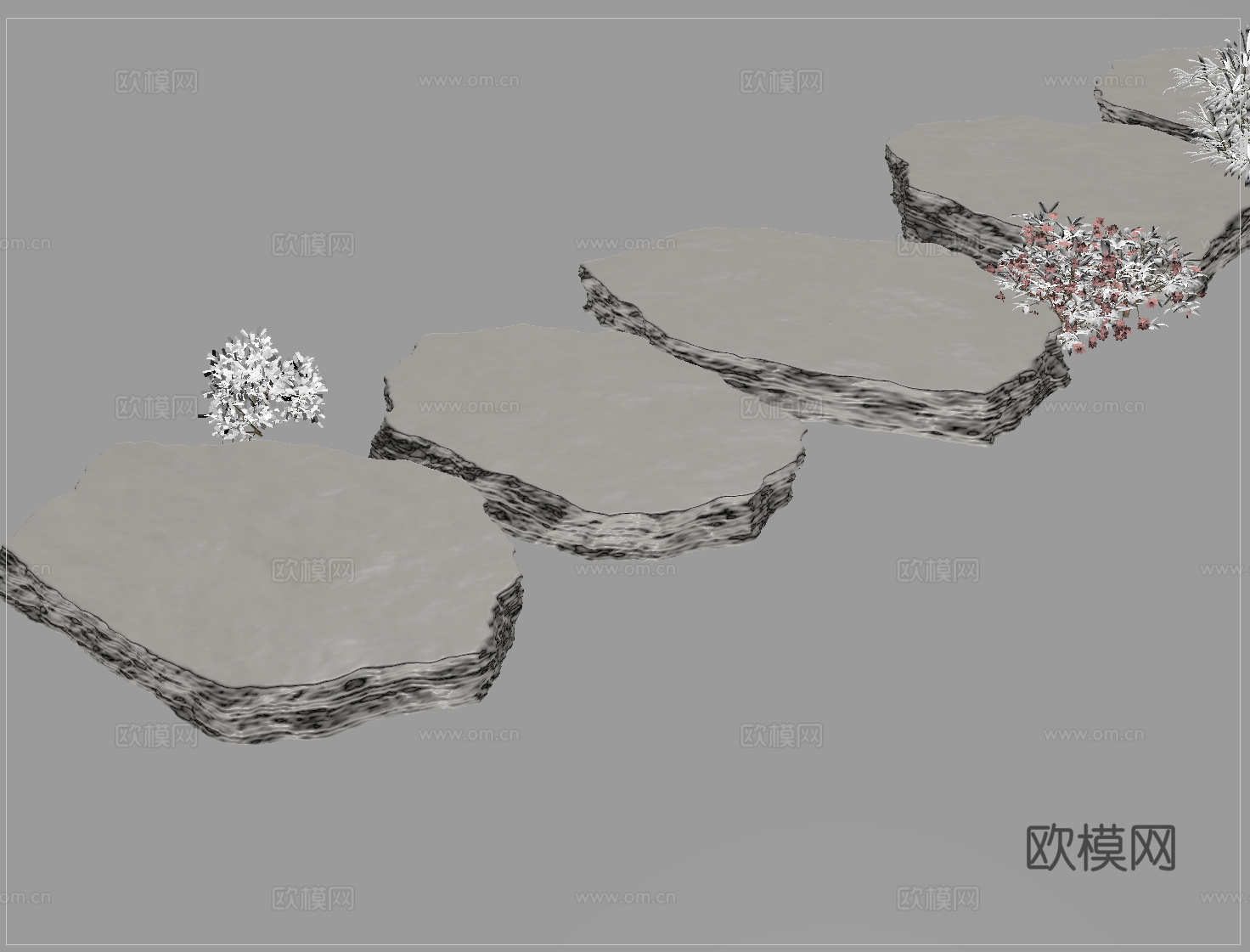 现代石板  景观石板 汀步su模型