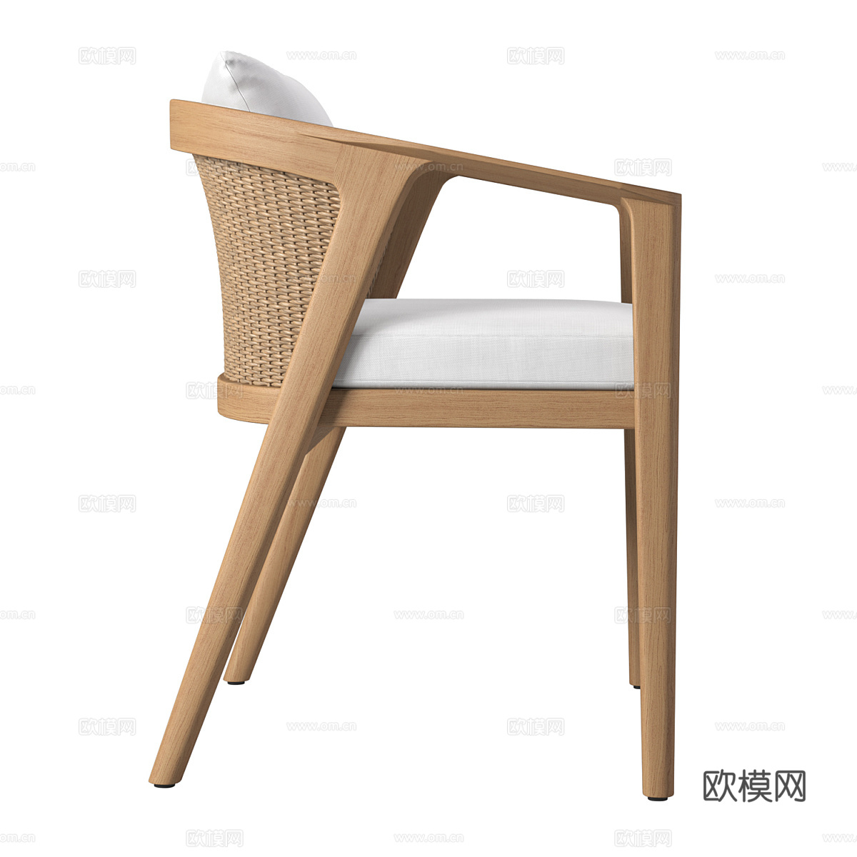 新中式 Malta 柚木餐椅3d模型下载（渲染图4）