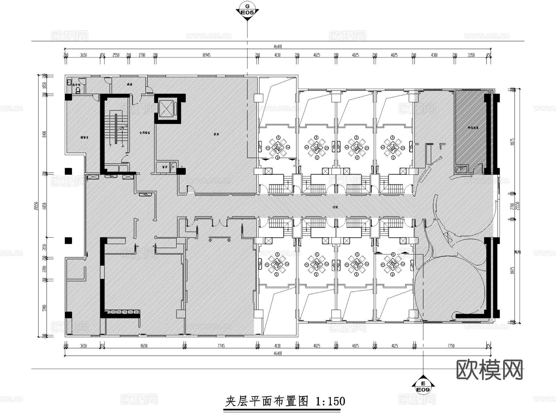 深圳中式上梅林餐厅室内工装CAD施工图整套cad施工图