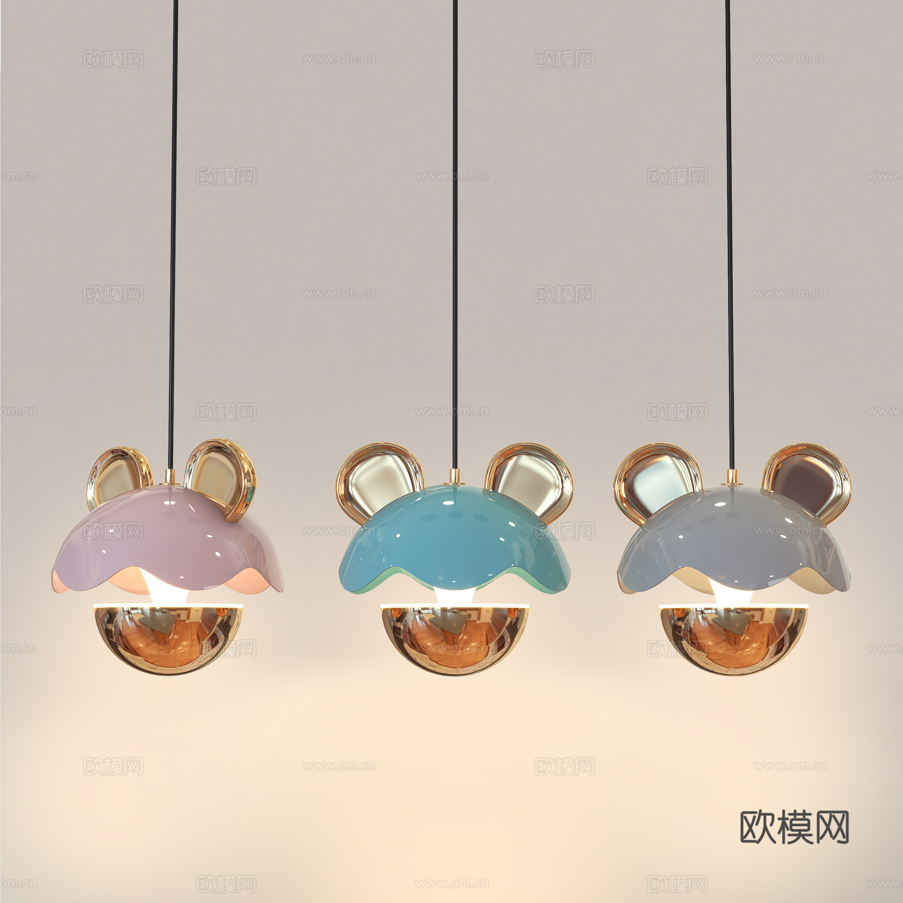 北欧吊灯 现代创意小吊灯 卧室床头小吊灯 儿童房小吊灯su模型