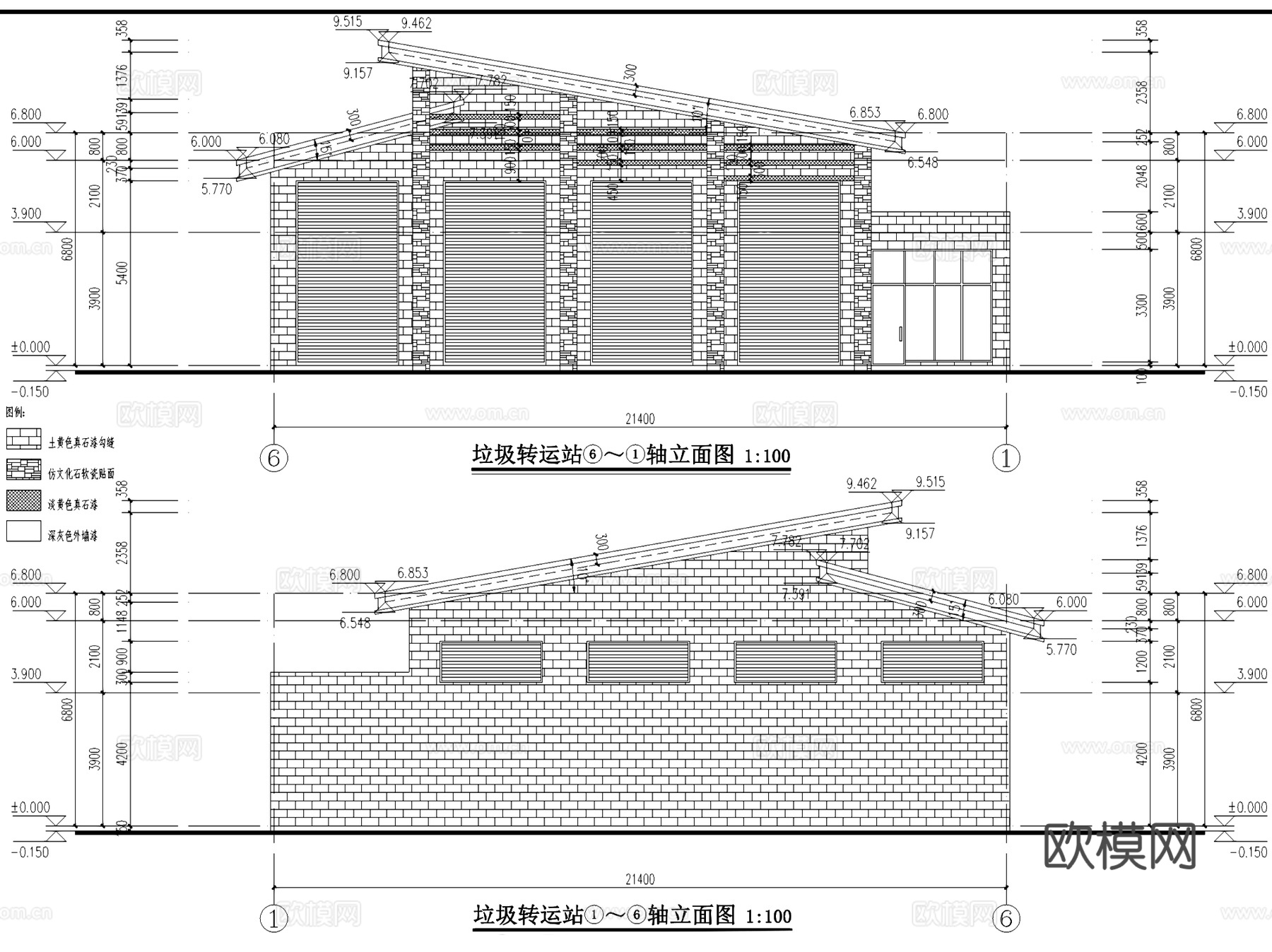 重庆东港片区垃圾转运站建筑CAD施工图全套cad施工图