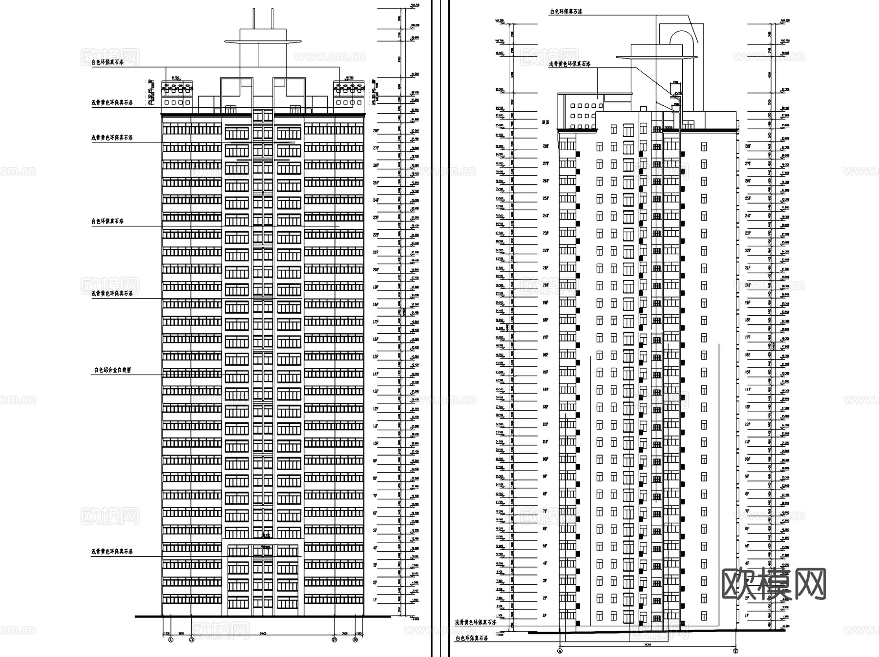 住宅楼单元楼居住建筑CAD施工图集 40套cad施工图