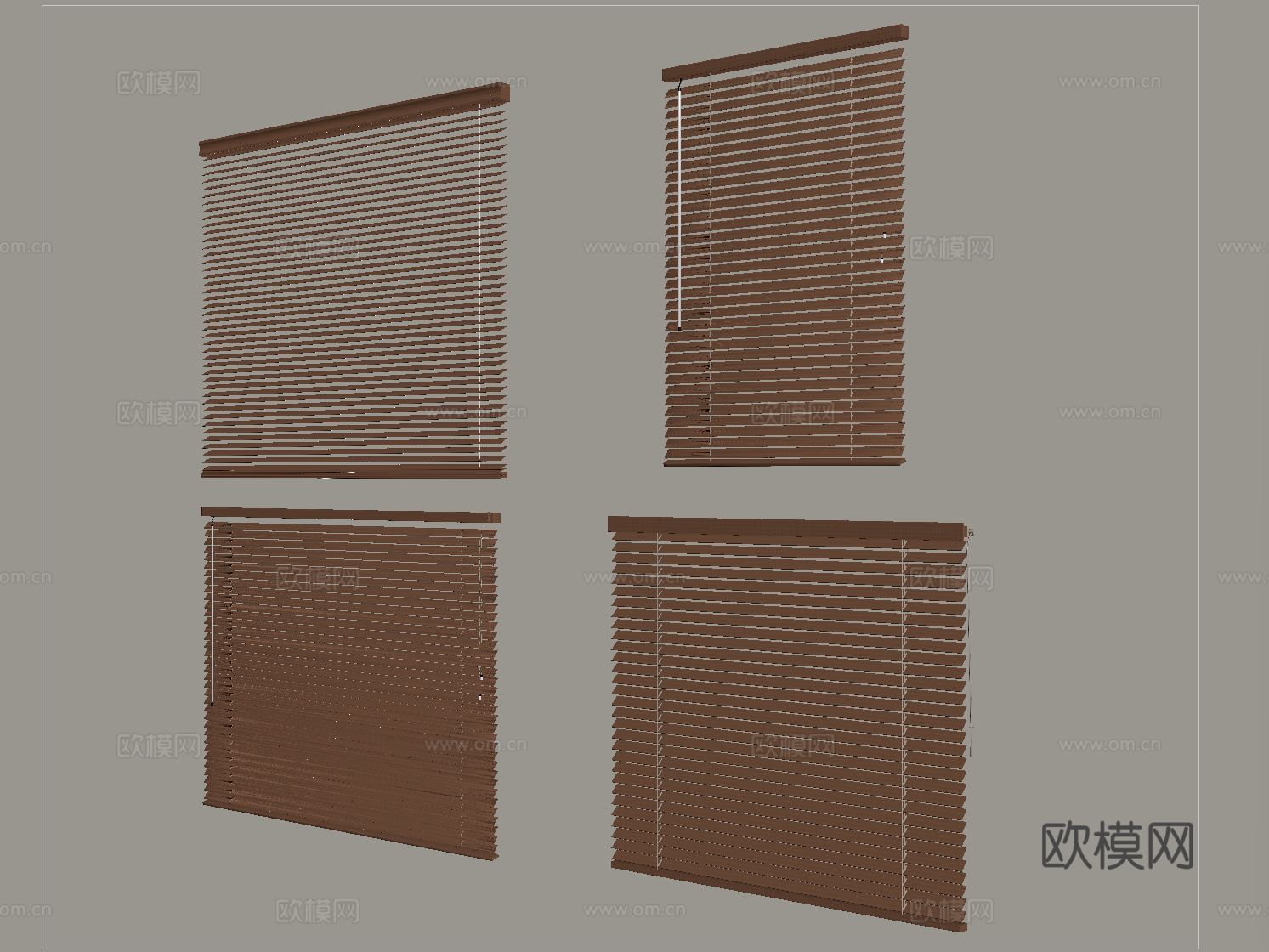 新中式百叶帘 窗帘 卷帘su模型