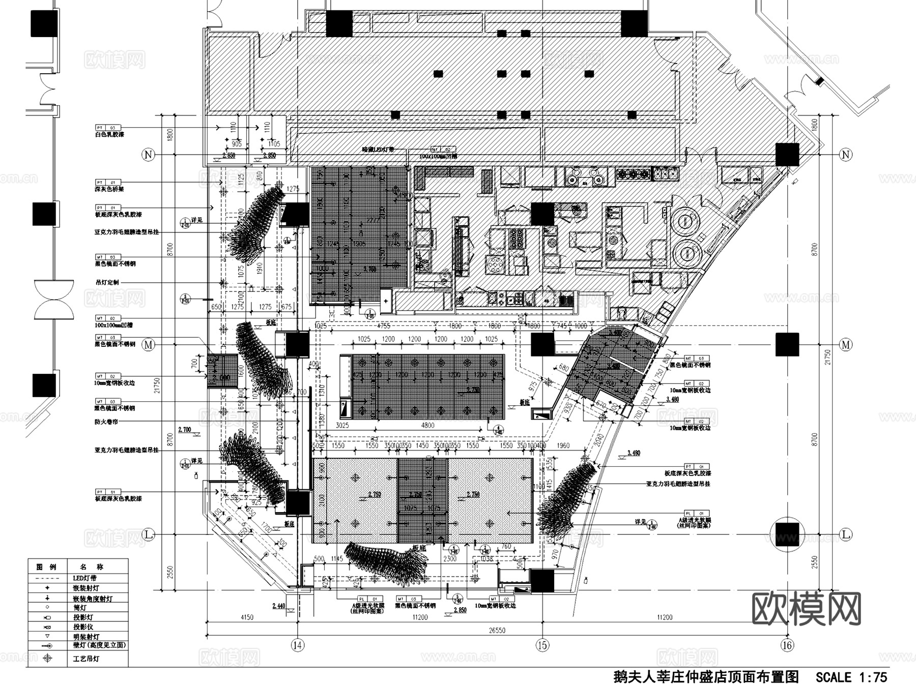 鹅夫人莘庄仲盛店餐厅室内工装CAD施工图整套cad施工图