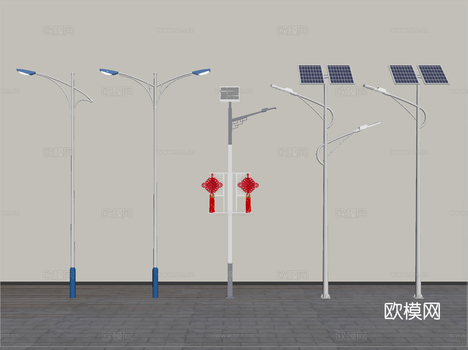 现代简约路灯 太阳能路灯 海螺臂路灯 户外路灯 景观灯su模型