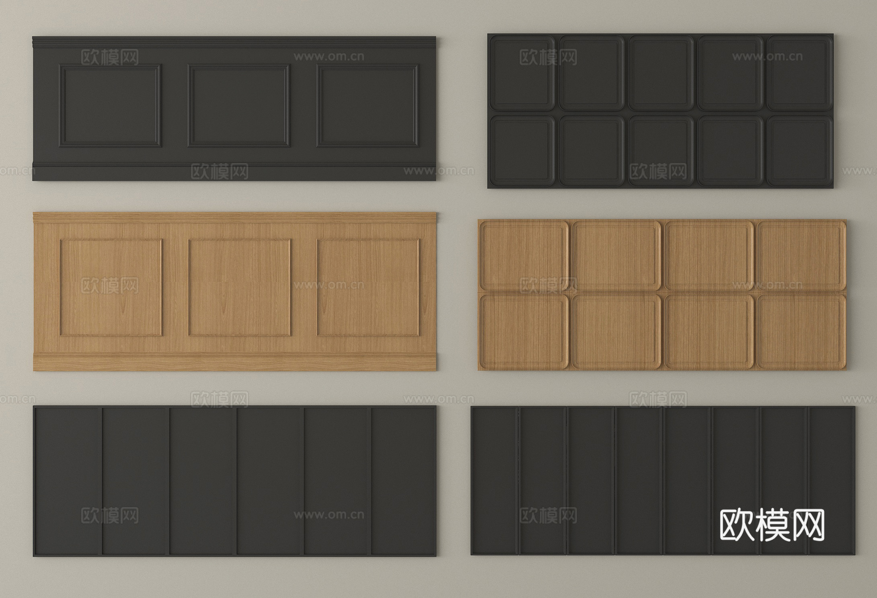 法式护墙板 法式墙裙 长城板su模型