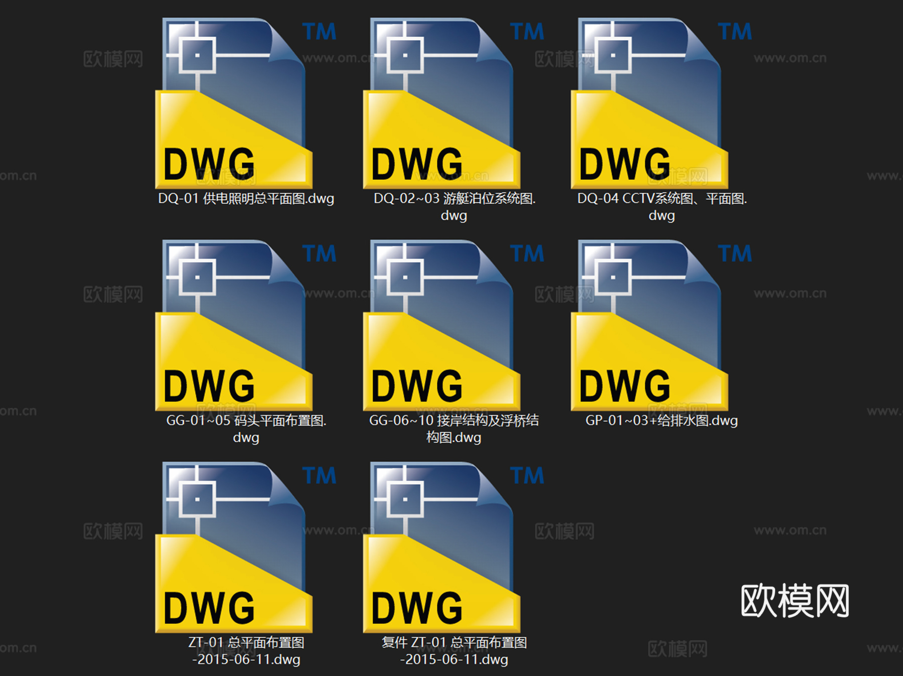 珠海会展中心水上码头展示区浮桥景观CAD施工图全套cad施工图