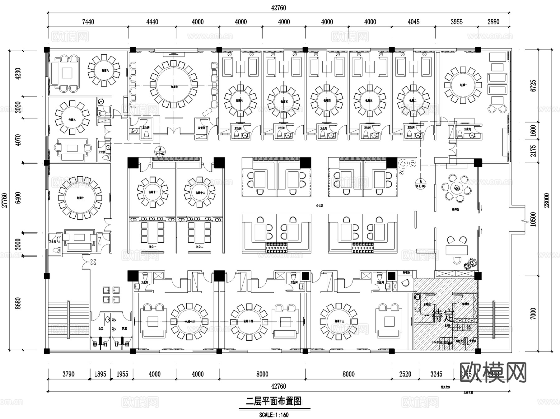 青秀山庄山尚概念厨房餐厅室内工装CAD施工图整套cad施工图