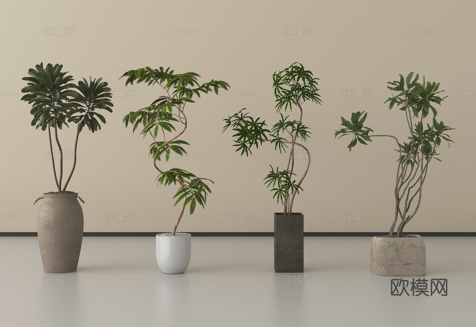 现代盆栽 植物盆栽 绿植 盆栽 盆景su模型