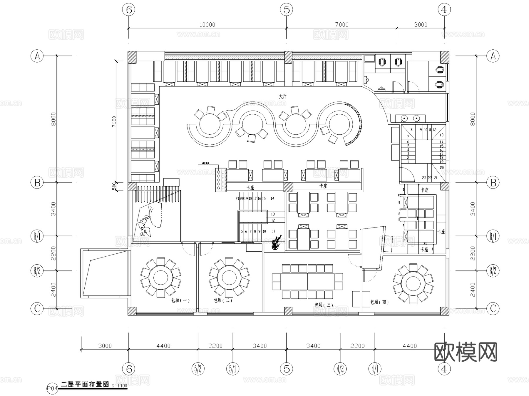 金山永辉渔人码头餐厅室内工装CAD施工图整套cad施工图