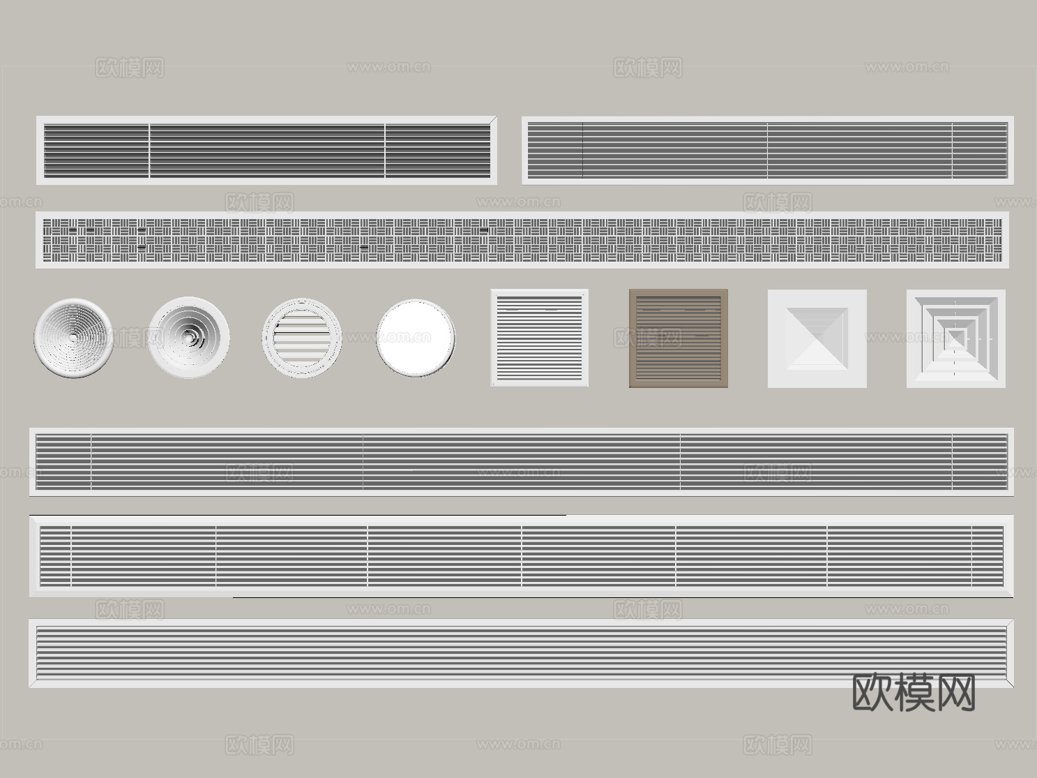 现代空调出风口 中央空调出风口 排气扇su模型