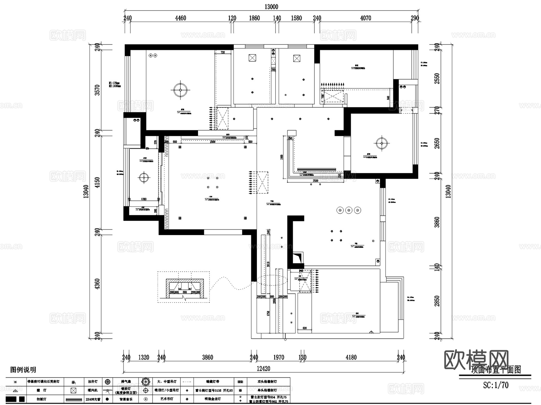 中央华城雅居室内家装CAD施工图全套cad施工图