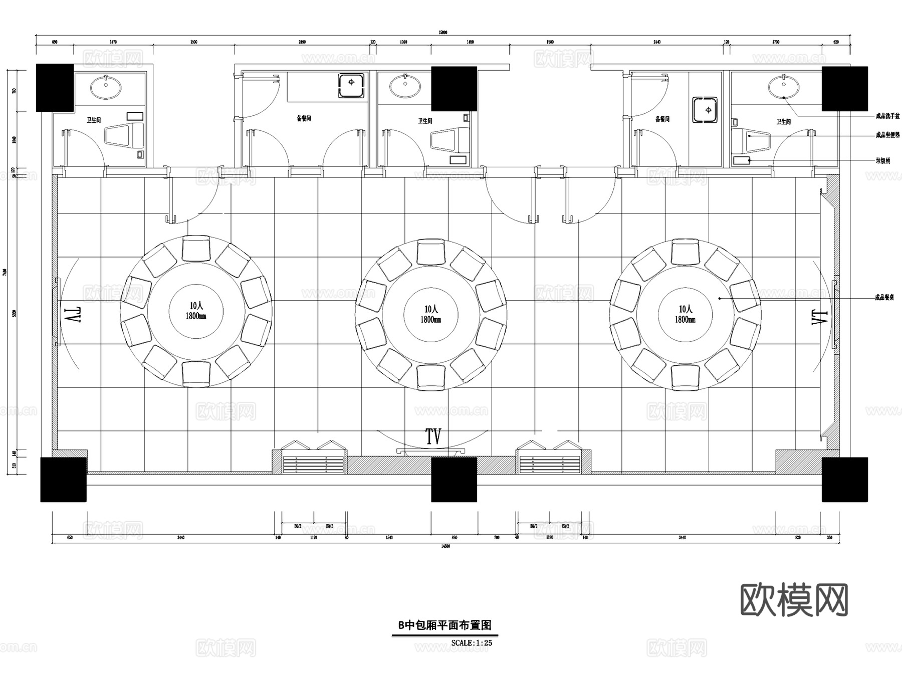 福清卓越酒店大堂及餐厅室内工装CAD施工图cad施工图