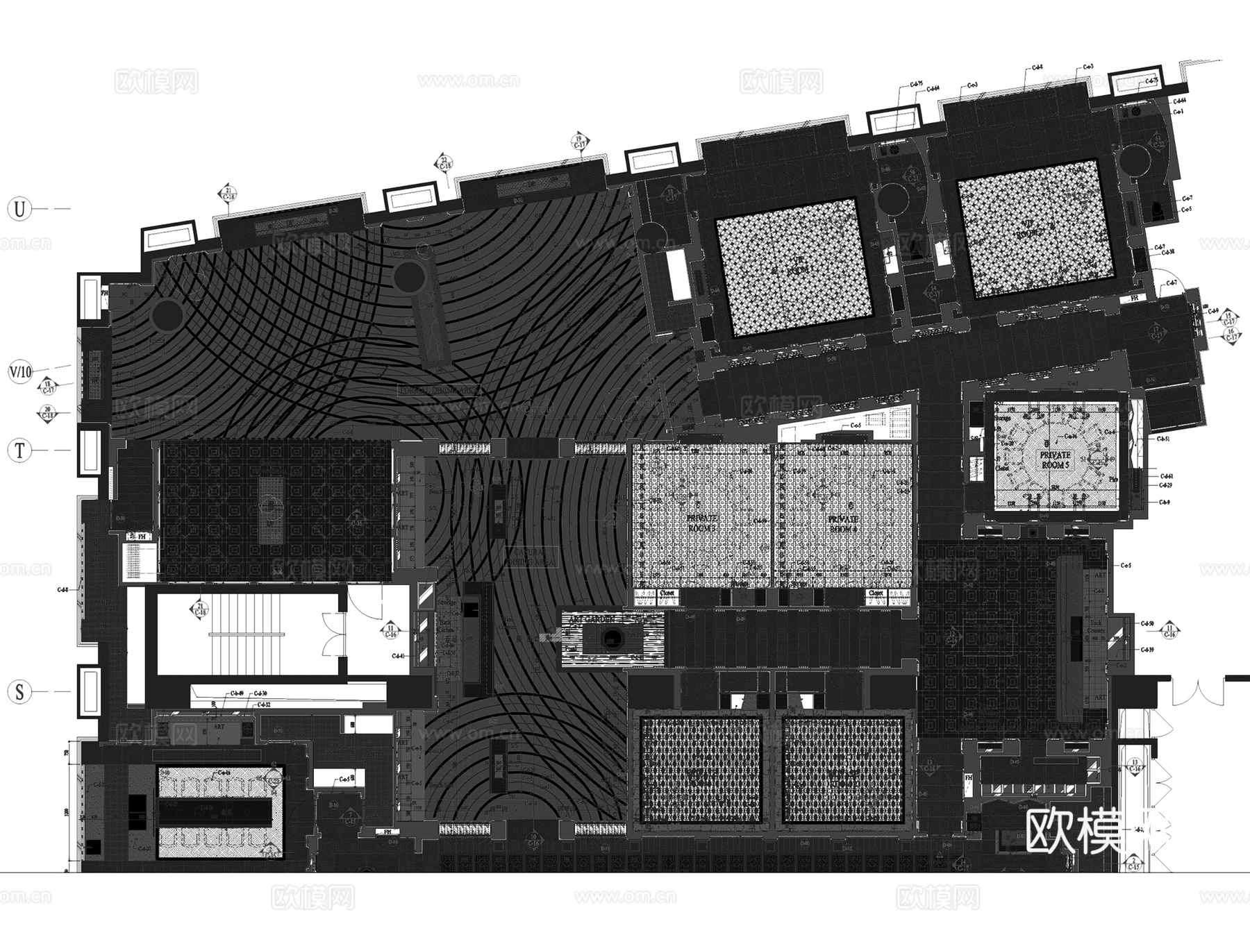 北京四季酒店采逸轩中餐厅室内工装CAD施工图整套cad施工图