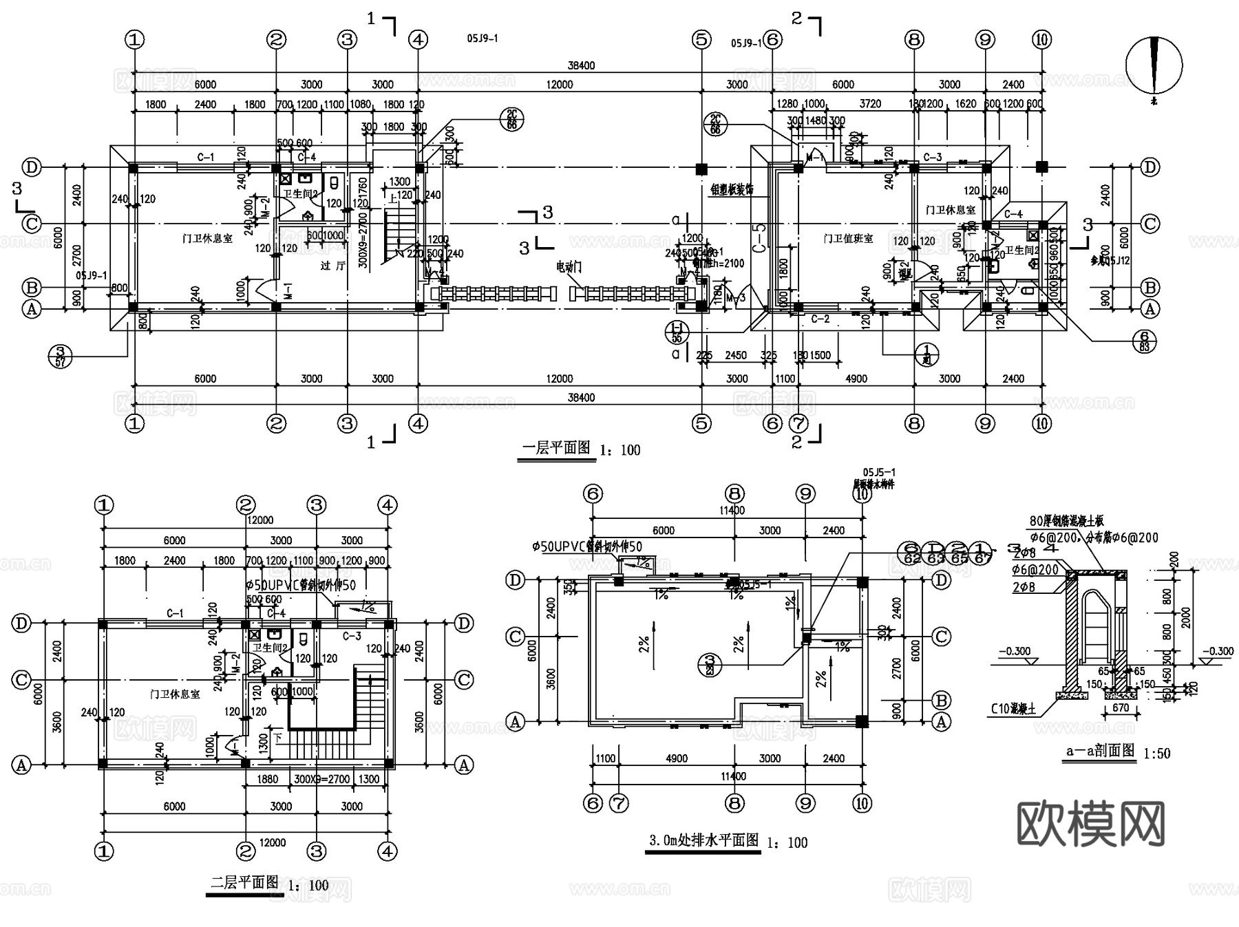 主入口大门门头详图CAD施工图集 3套cad施工图