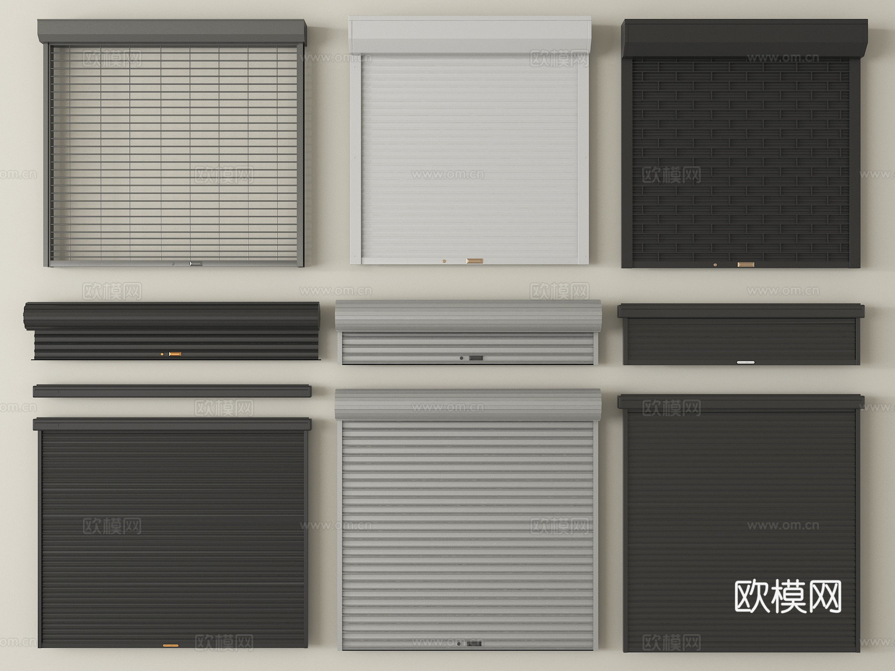 现代卷帘门 卷闸门 车库门 仓库门 防盗门su模型