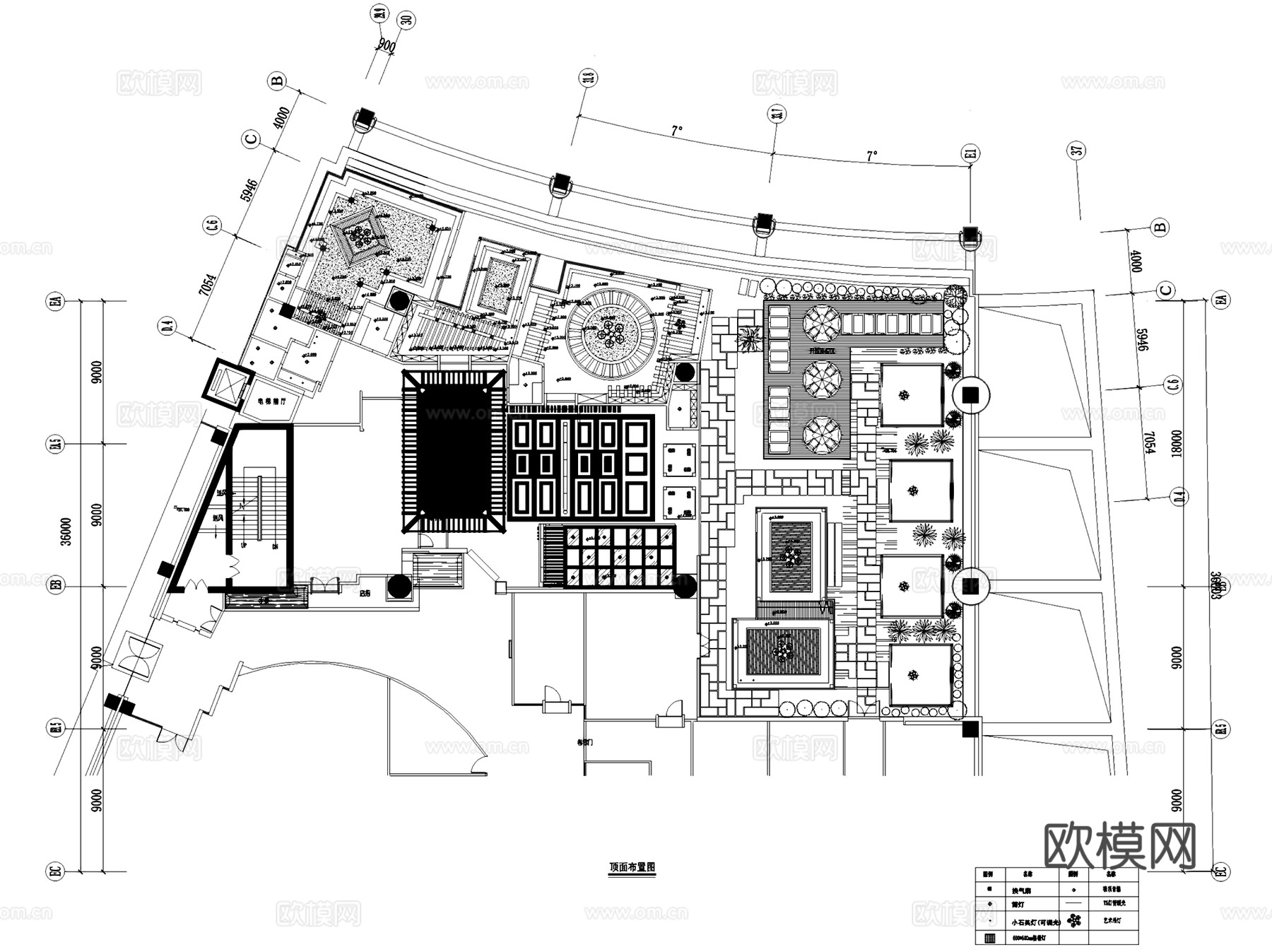 单层中式孤山茶餐厅会所室内工装CAD施工图cad施工图