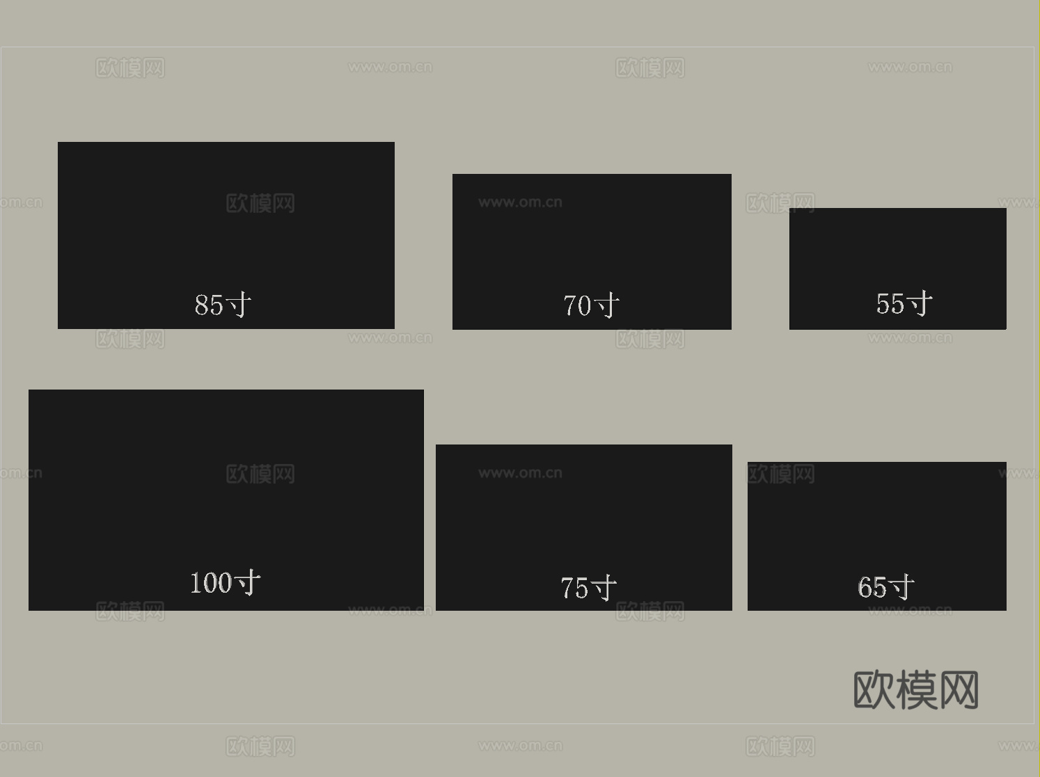 现代液晶电视 壁挂式电视 大屏电视su模型