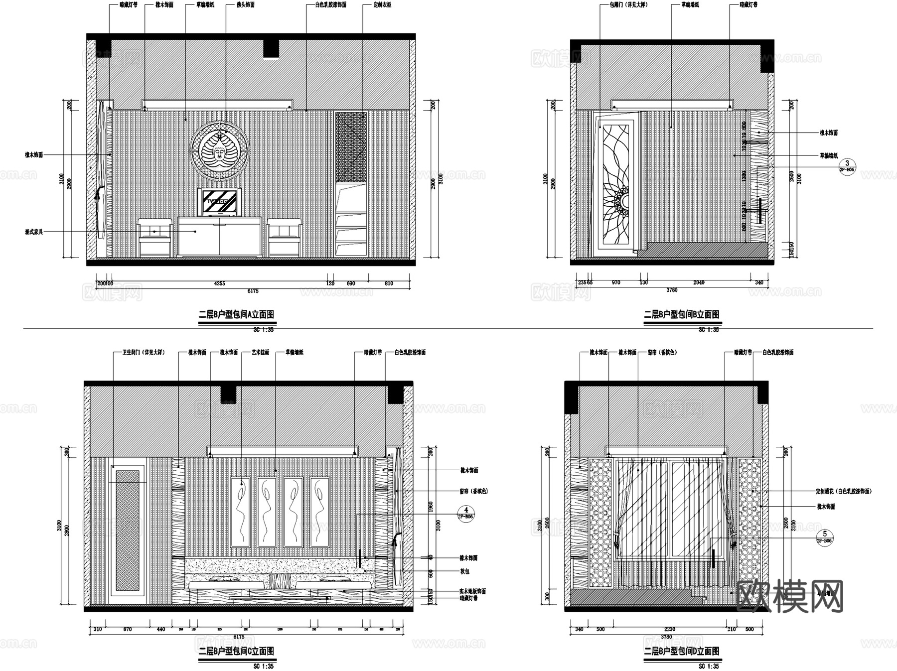 福州铭濠泰式SPA会所室内工装CAD施工图cad施工图