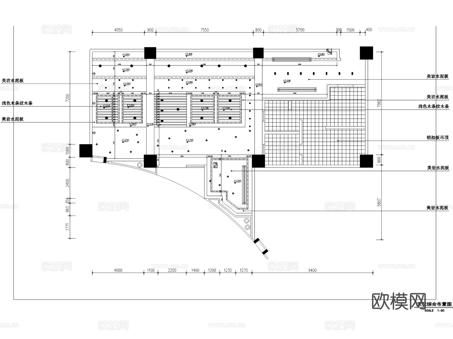 煌品三汁焖锅东营万达店餐厅室内工装CAD施工图cad施工图
