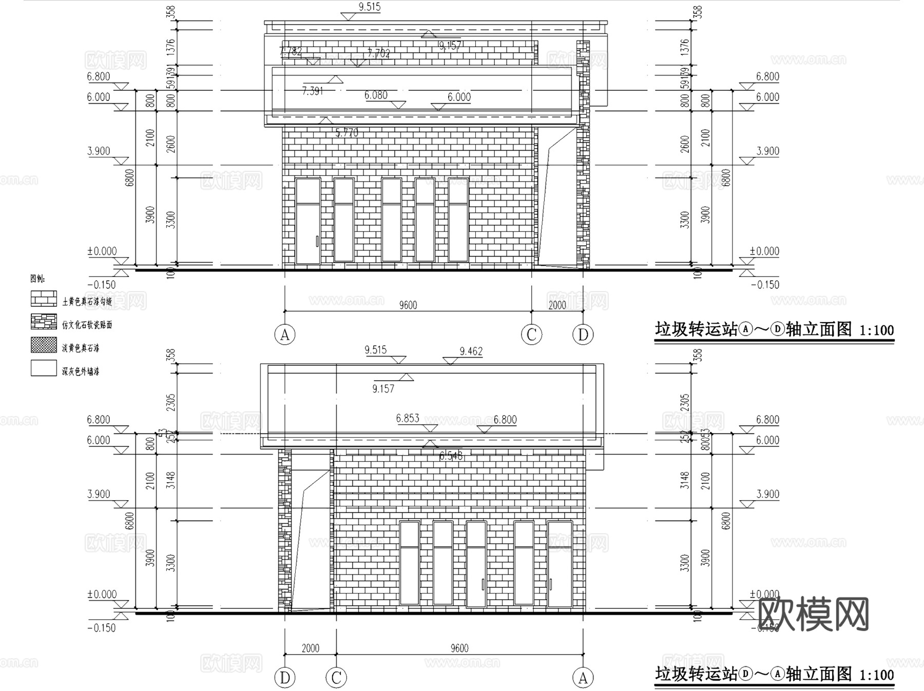 重庆东港片区垃圾转运站建筑CAD施工图全套cad施工图