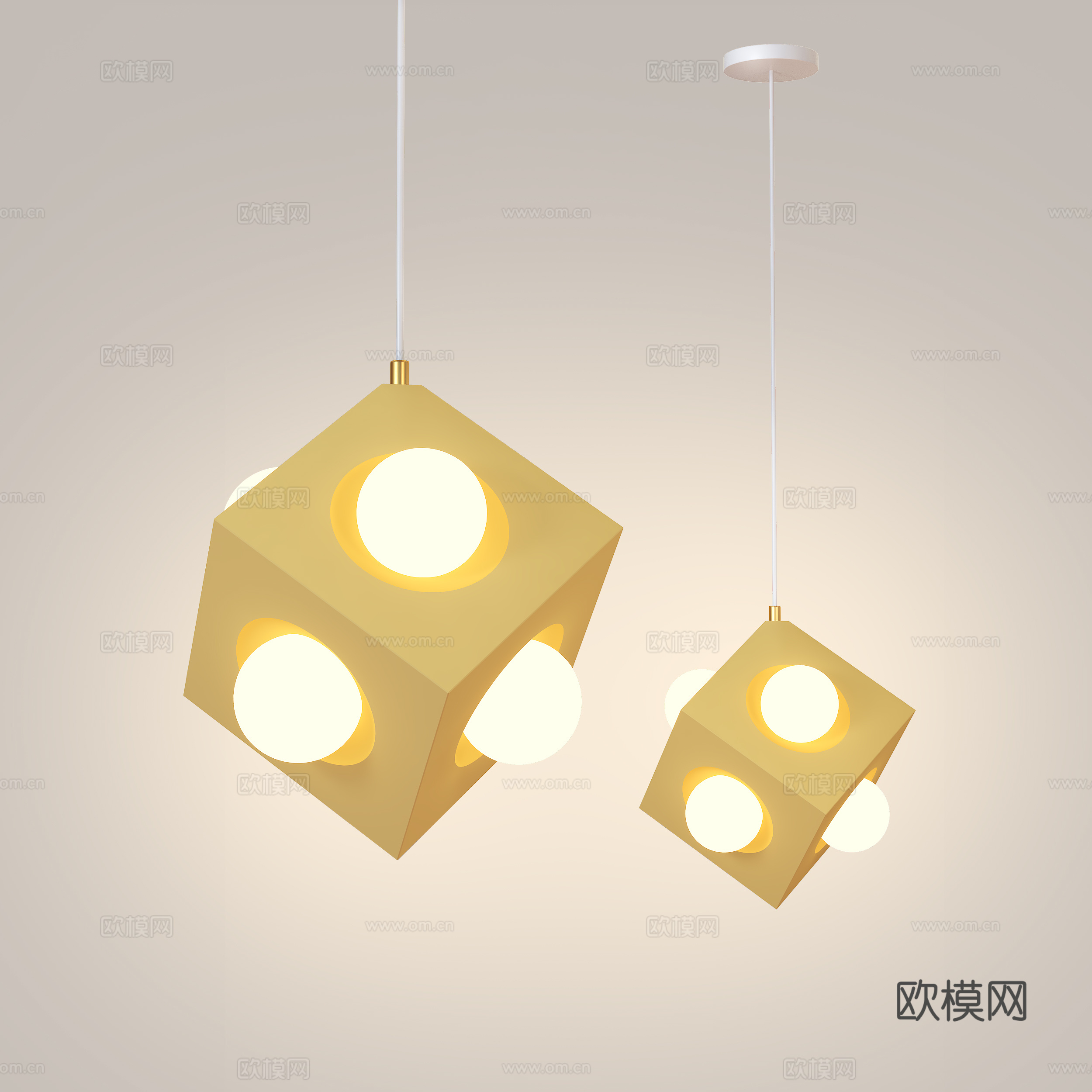 网红奶油风吊灯 现代极简小吊灯 餐厅卧室儿童房创意小吊灯su模型