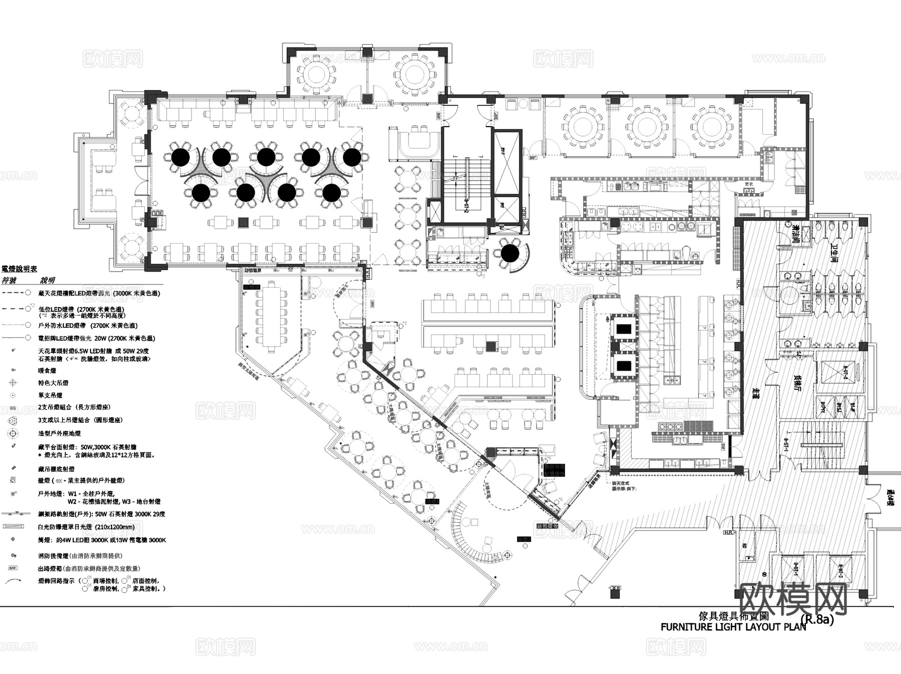 上海张江长泰广场花悦庭餐厅室内工装平面CAD施工图cad施工图