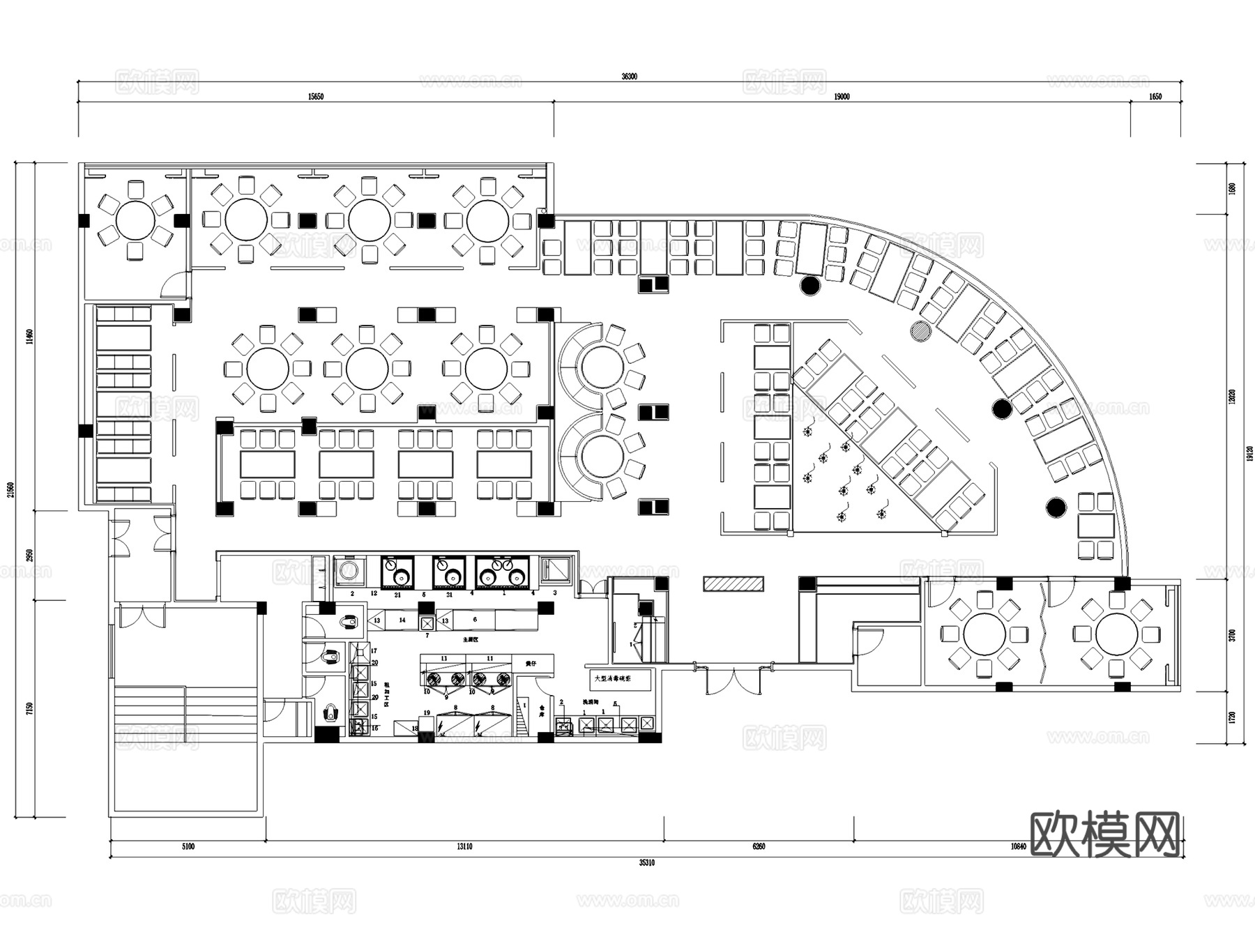 福州尚宾路口得悦饭庄餐厅室内工装CAD施工图cad施工图