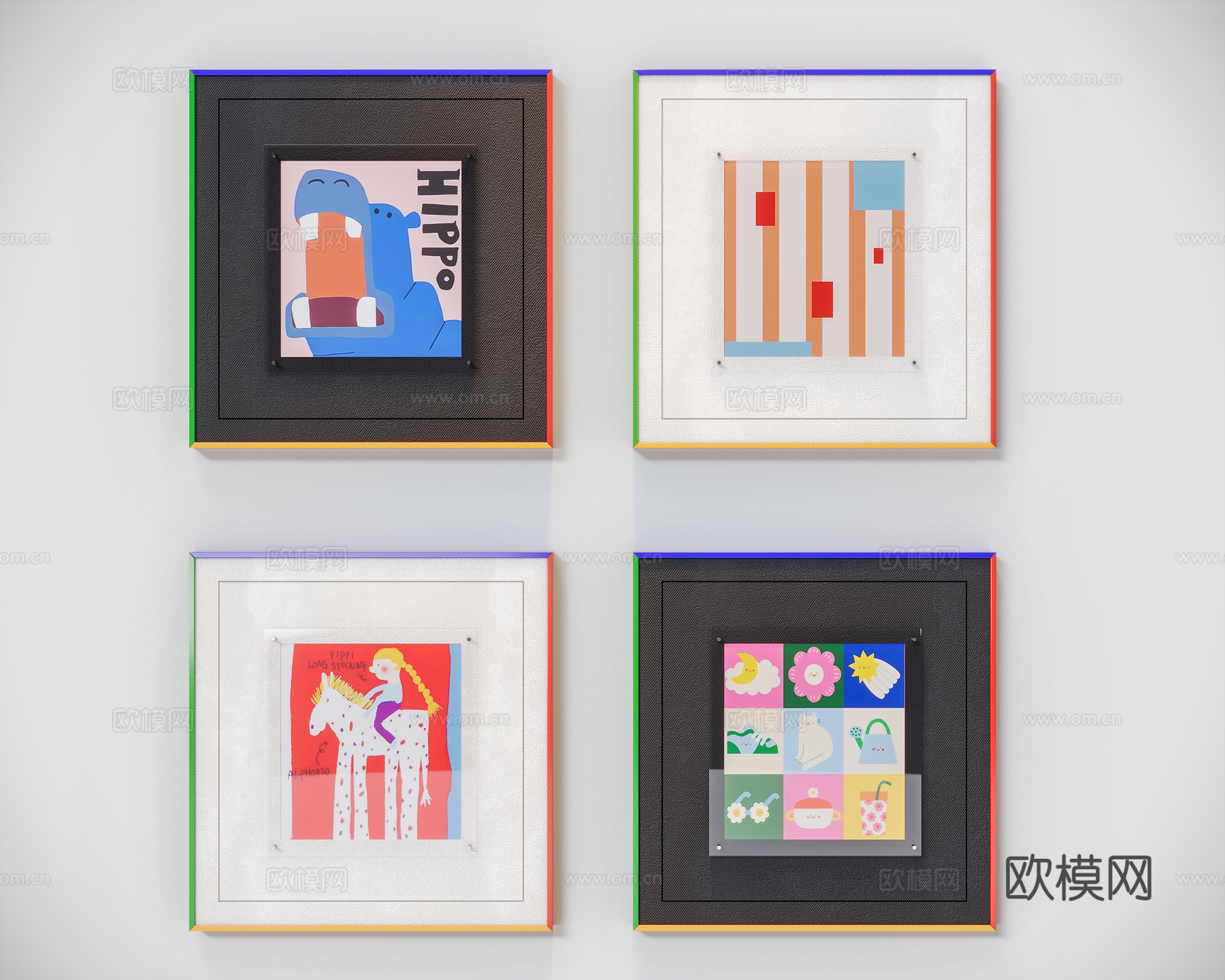 现代多巴胺装饰画su模型