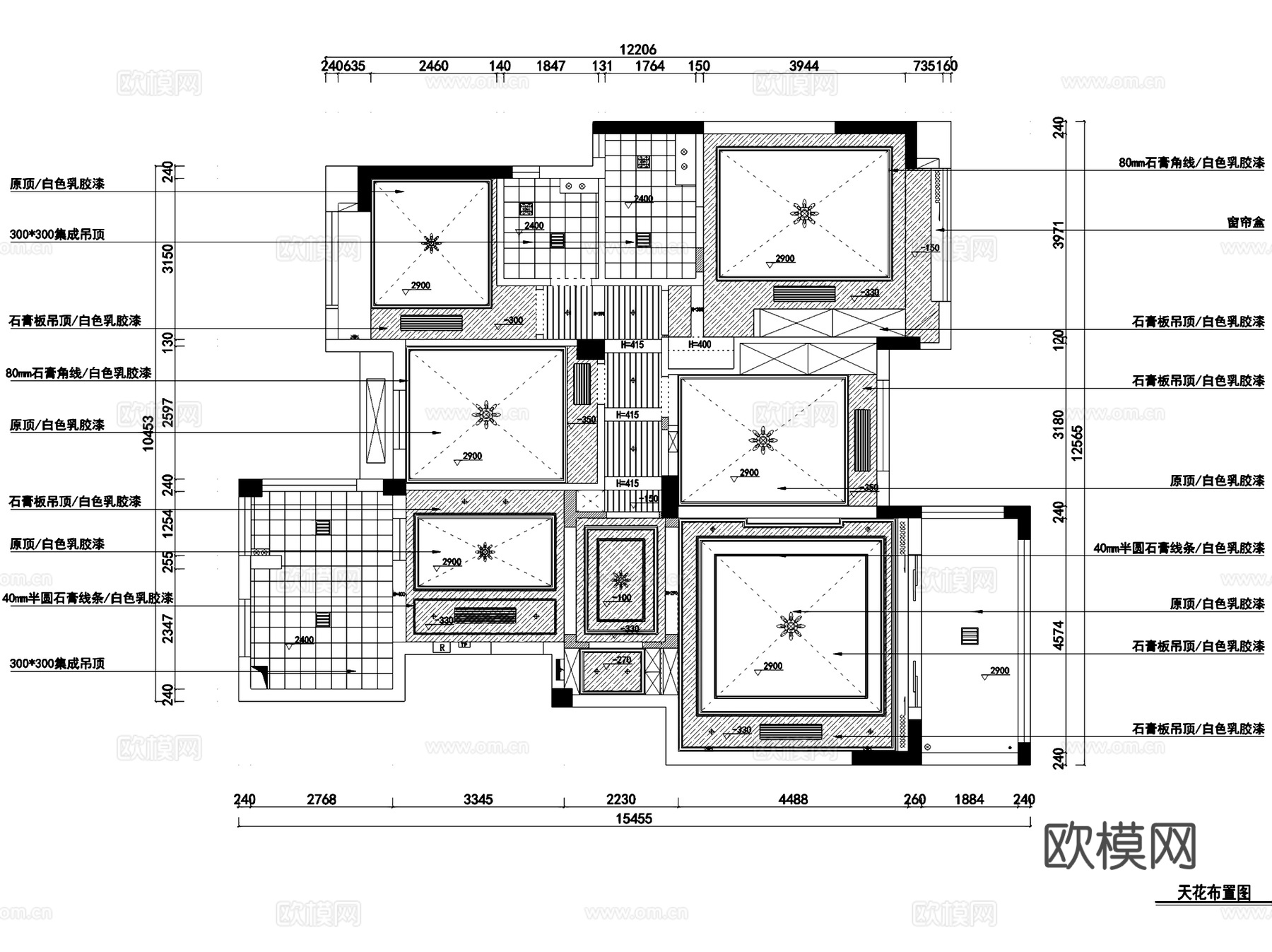 碧桂园山湖间私宅四室两厅两卫室内家装CAD施工图cad施工图