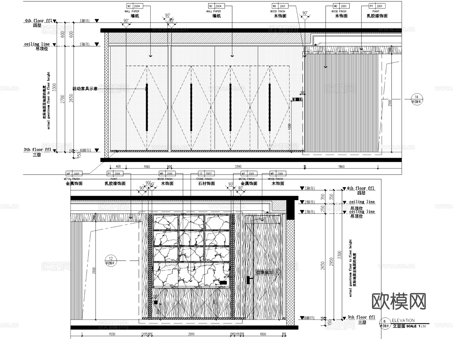 北京丰台花乡樊家村高层230户型室内家装CAD施工图整套cad施工图