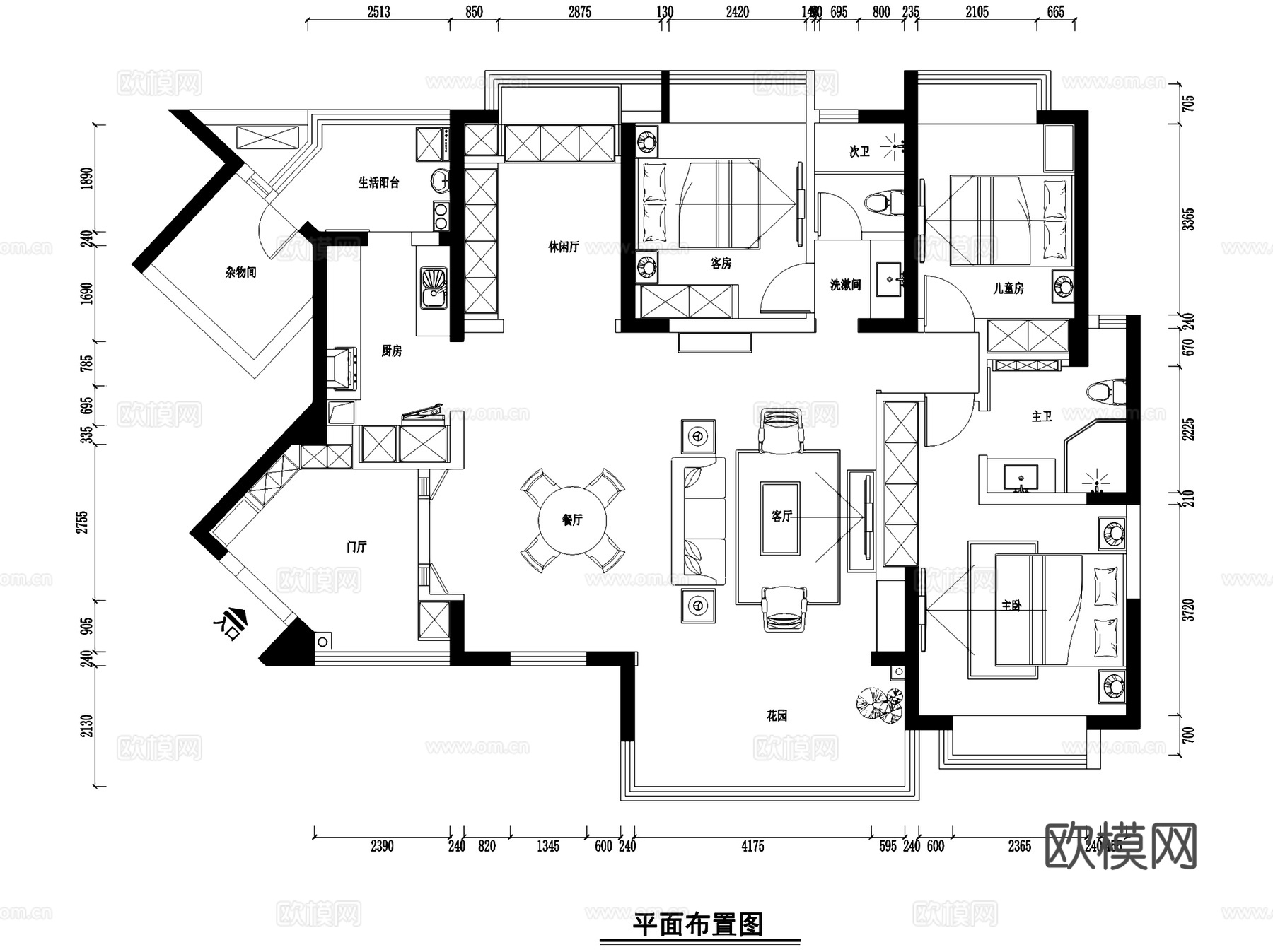 成都仁和春天国际花园室内家装CAD施工图cad施工图