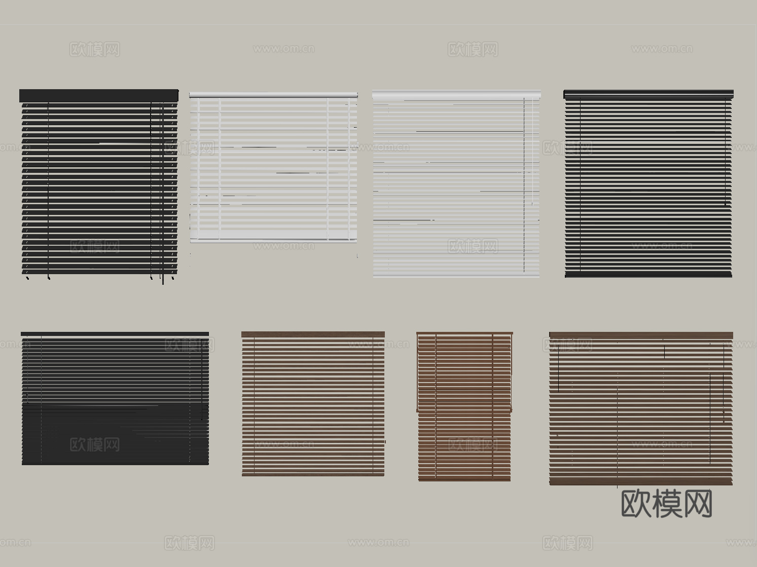 现代百叶帘 卷帘 窗帘su模型
