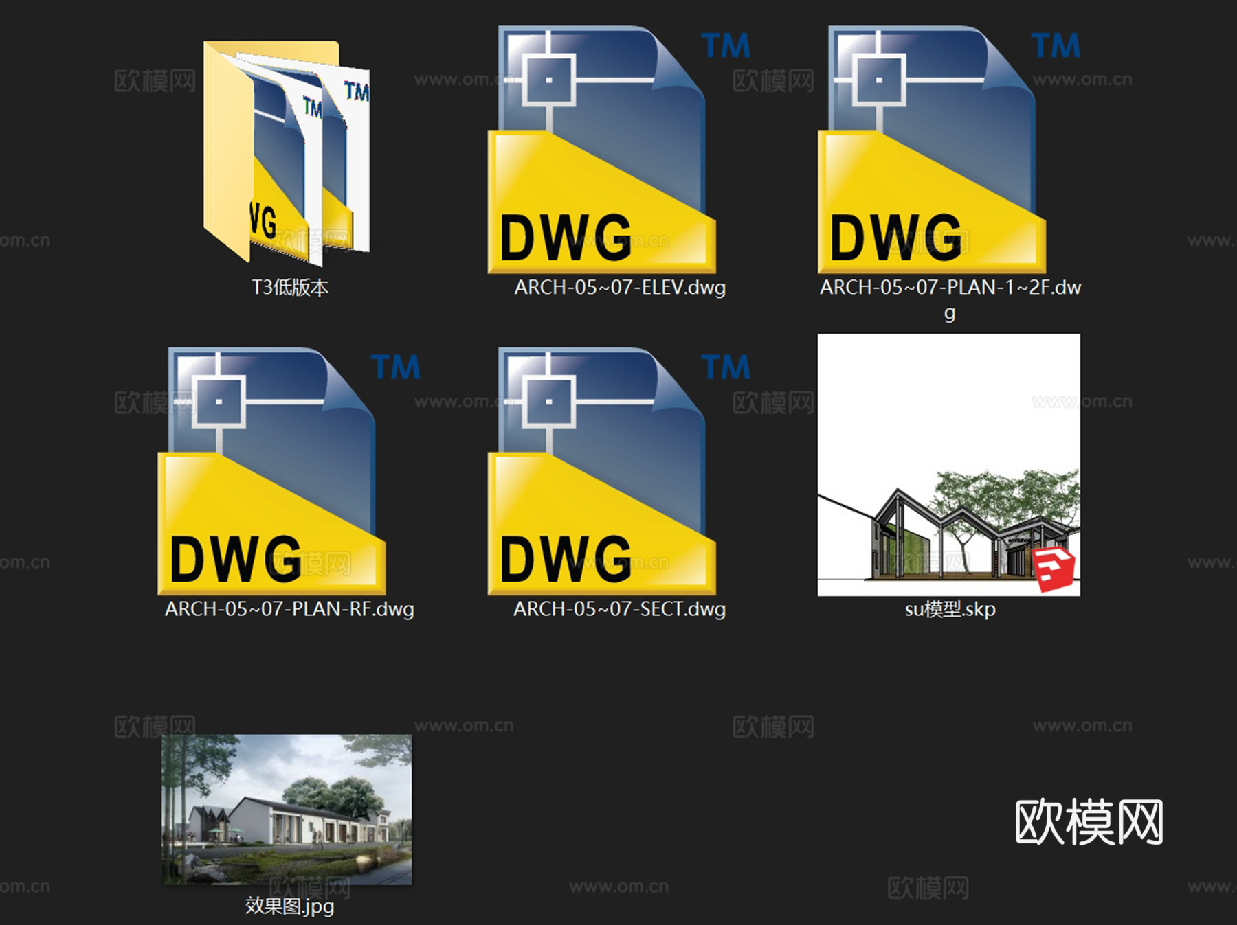 新中式民宿茶室工坊商业建筑CAD施工图+SUcad施工图