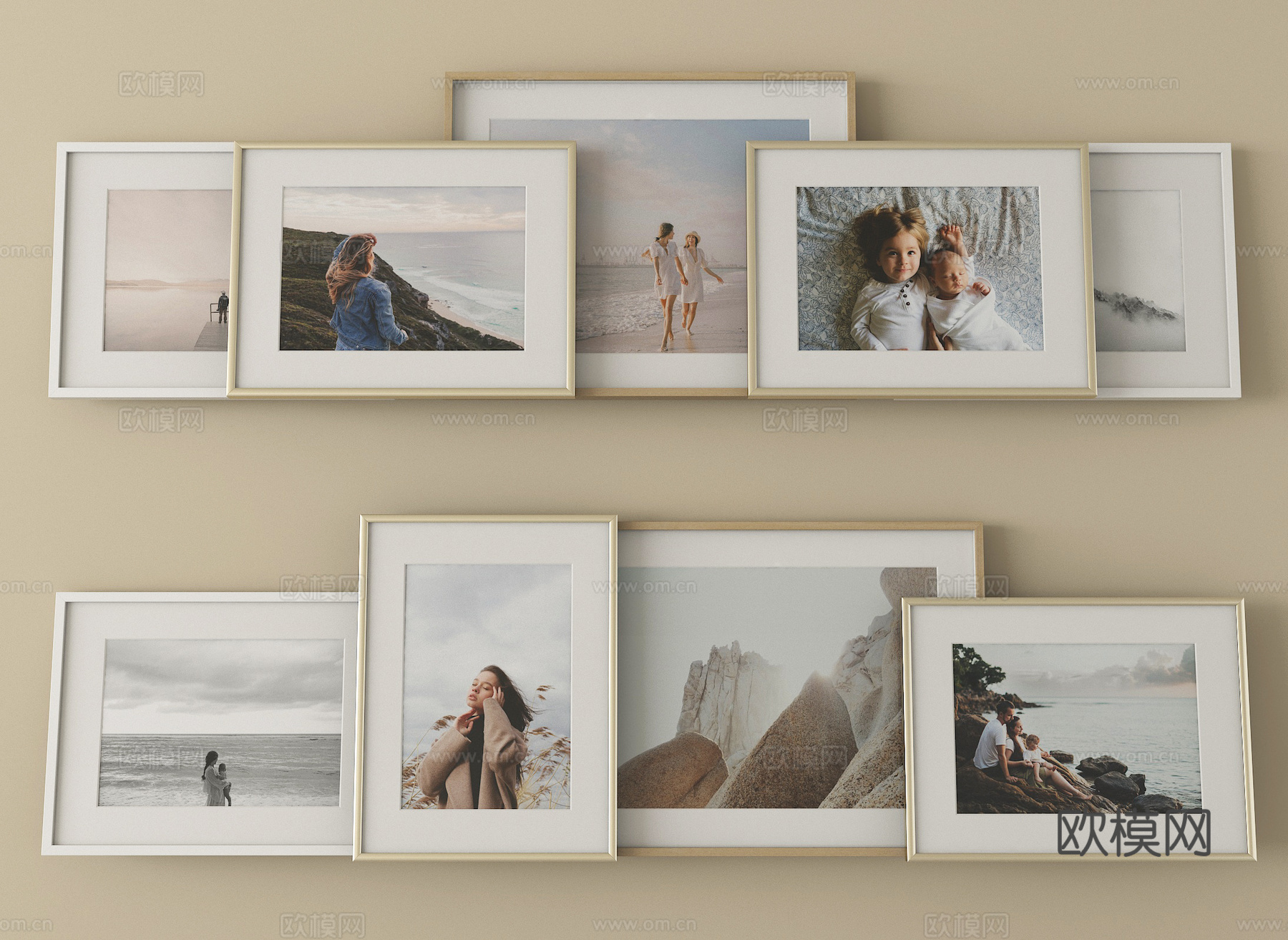 现代相框 人物 照片墙su模型