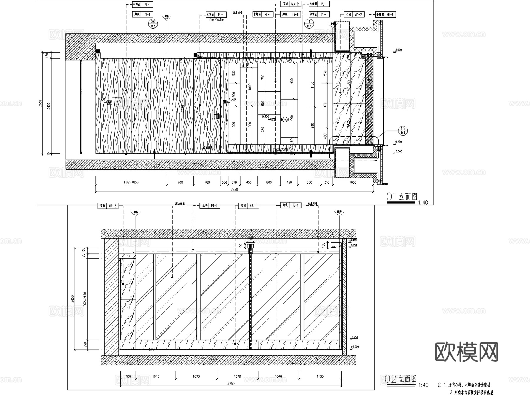北京万科通州核心区大都会滨江1#01-B户型室内家装CADcad施工图
