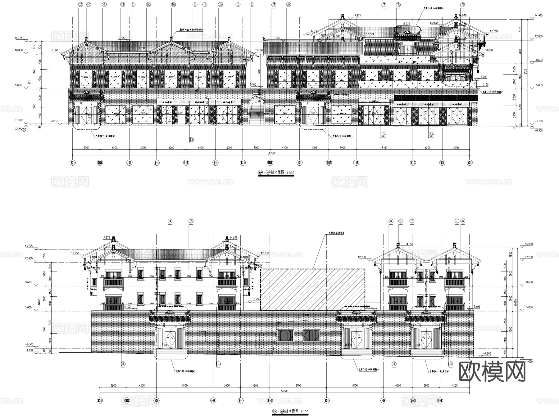 汉中兴元生态旅游示范区汉文化商业街建筑CAD施工图整套cad施工图