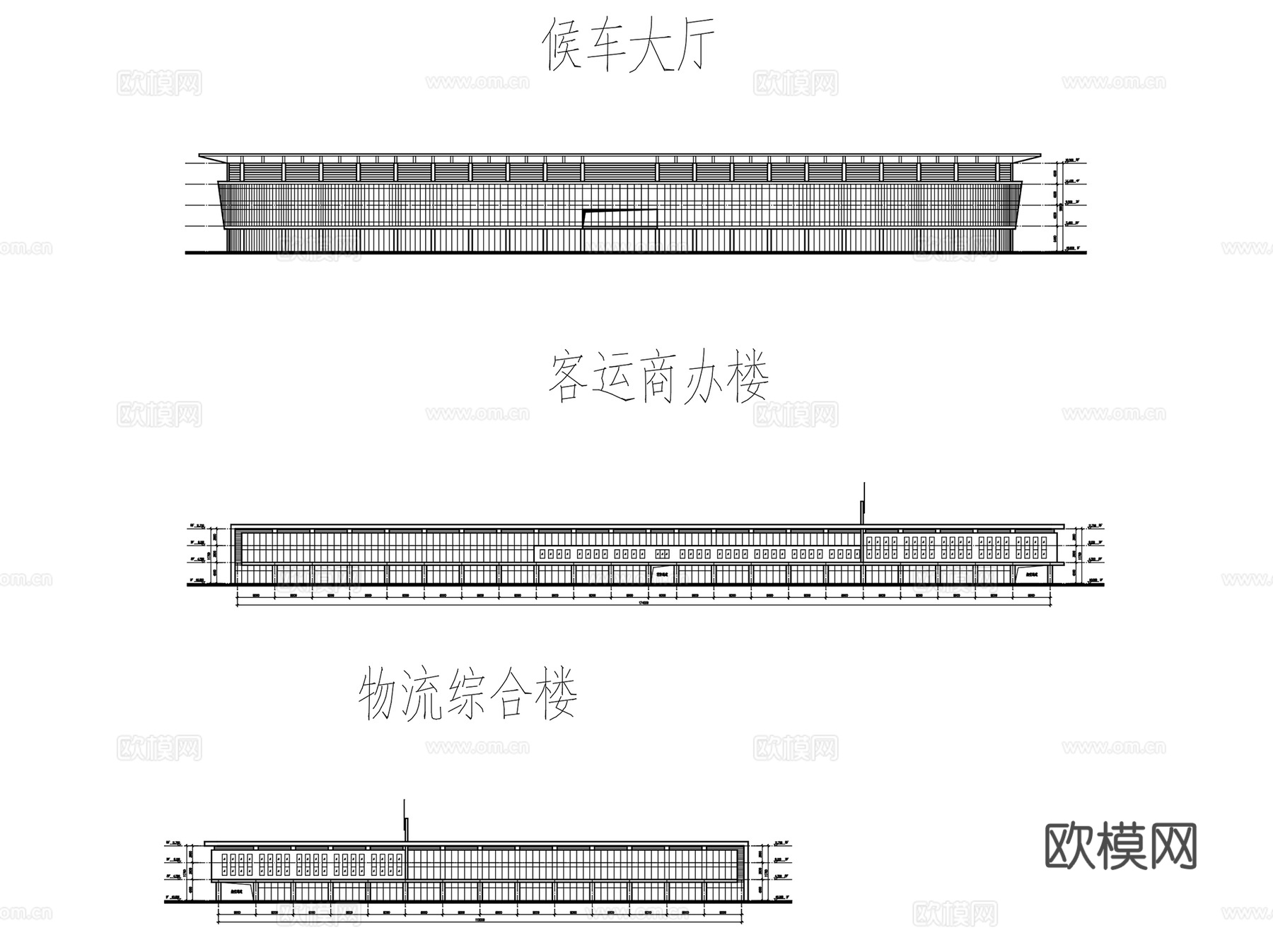 启东客运站公共汽车站建筑CAD施工图+SU+3Dmaxcad施工图下载（渲染图8）
