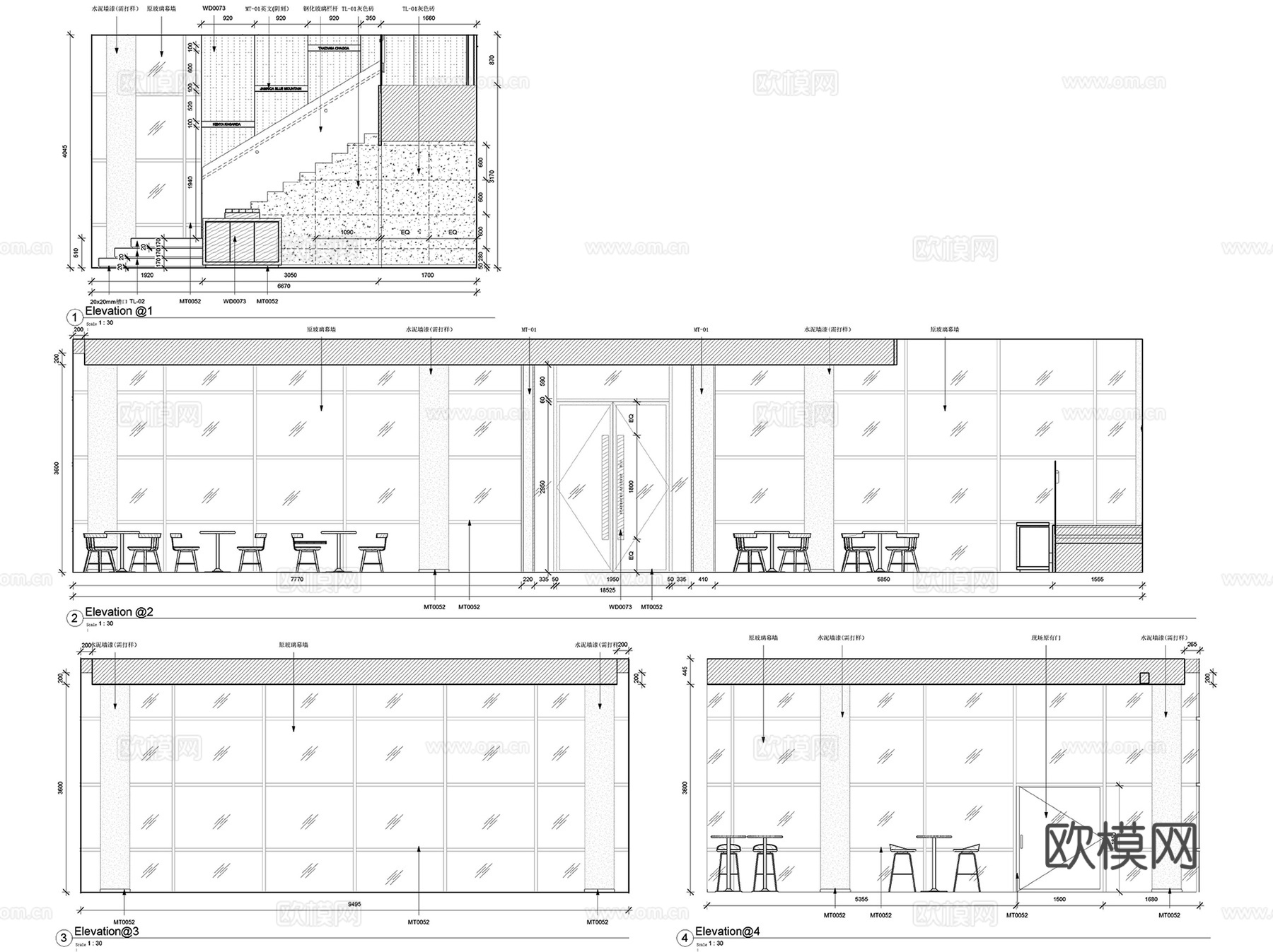 星巴克咖啡杭州天寓楼店室内工装CAD施工图整套cad施工图