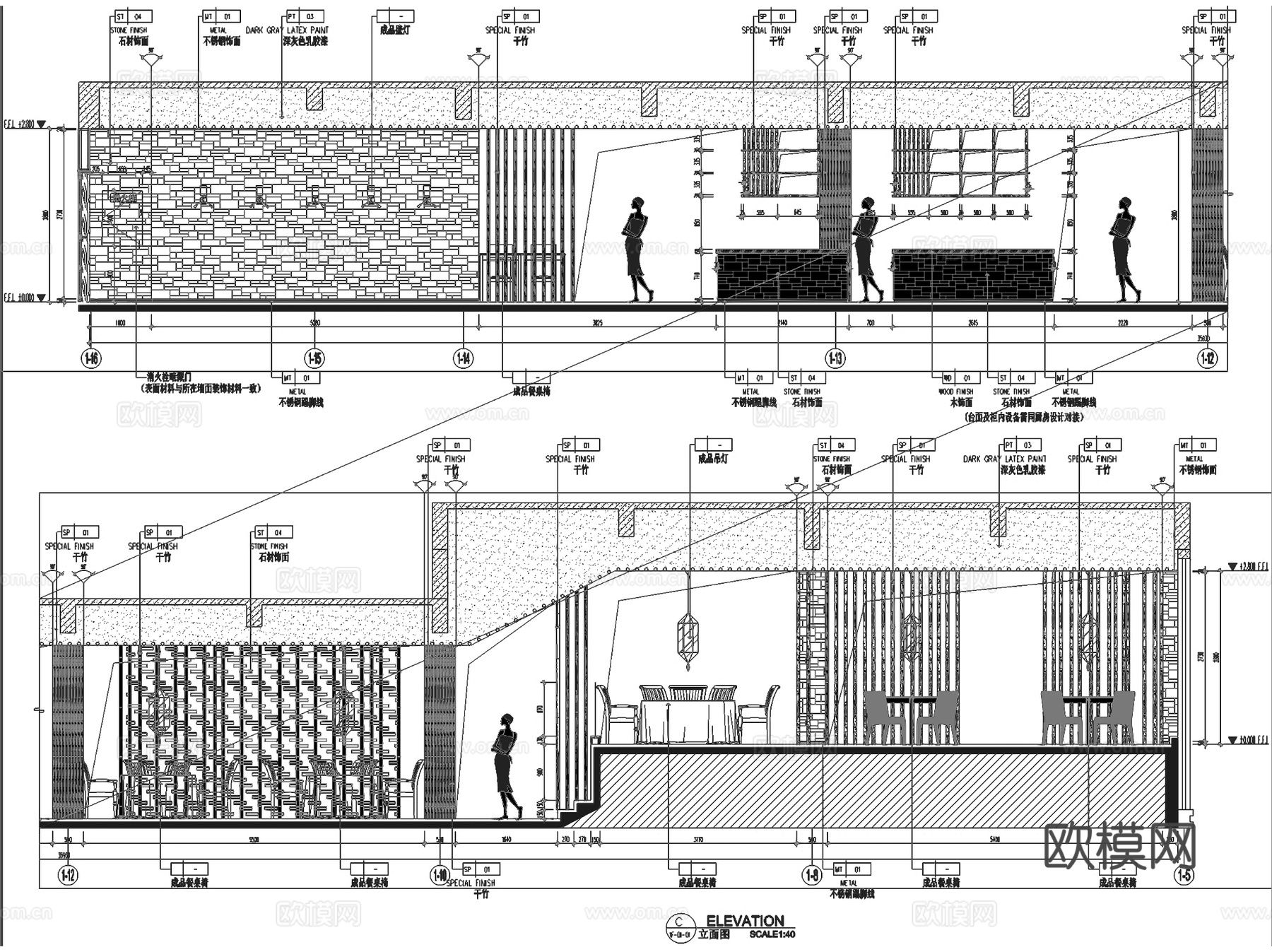 华安精品文化中式主题酒店室内工装CAD施工图整套cad施工图