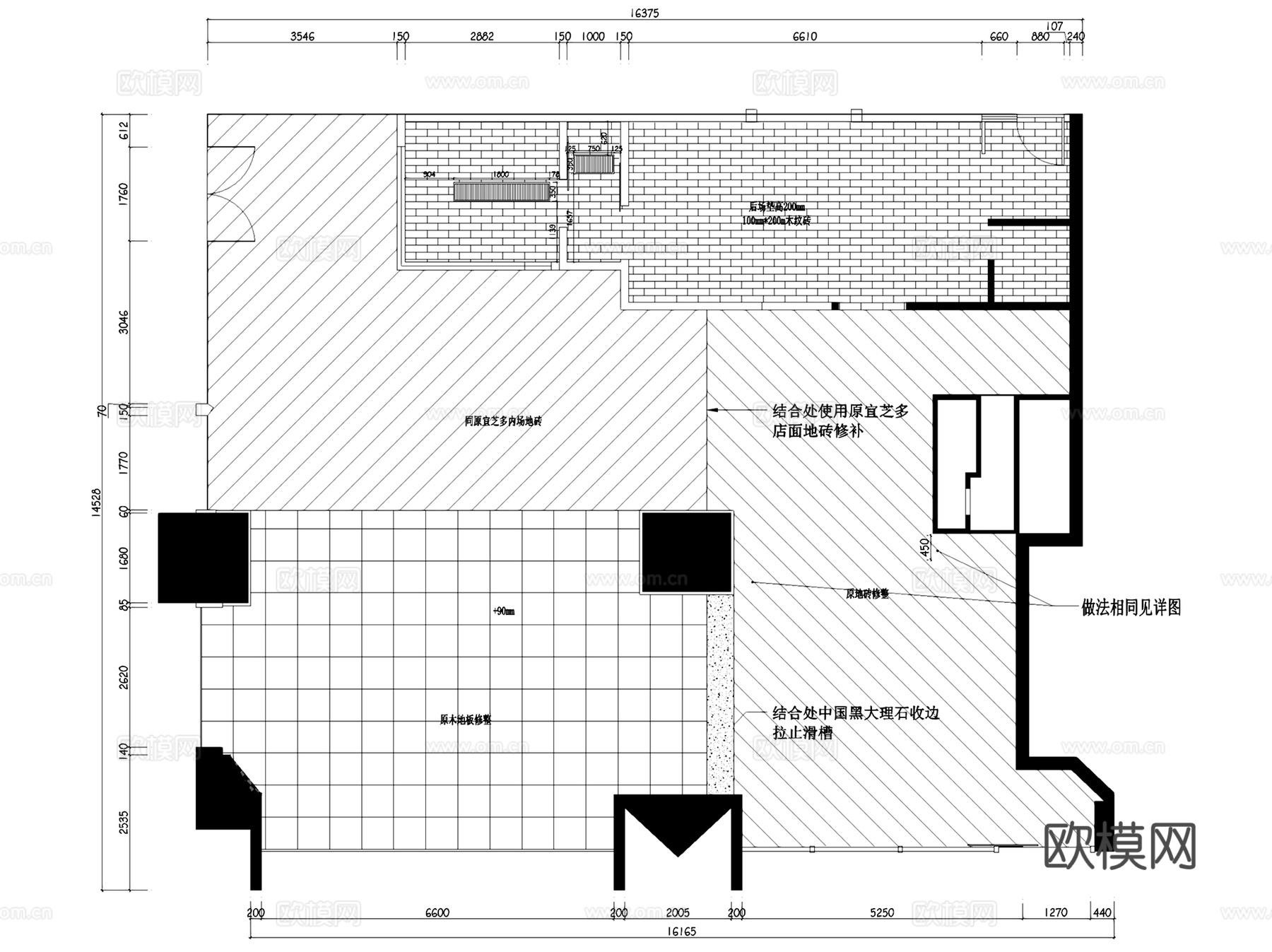 Icafe咖啡店面包蛋糕店室内装饰平面CAD施工图集cad施工图