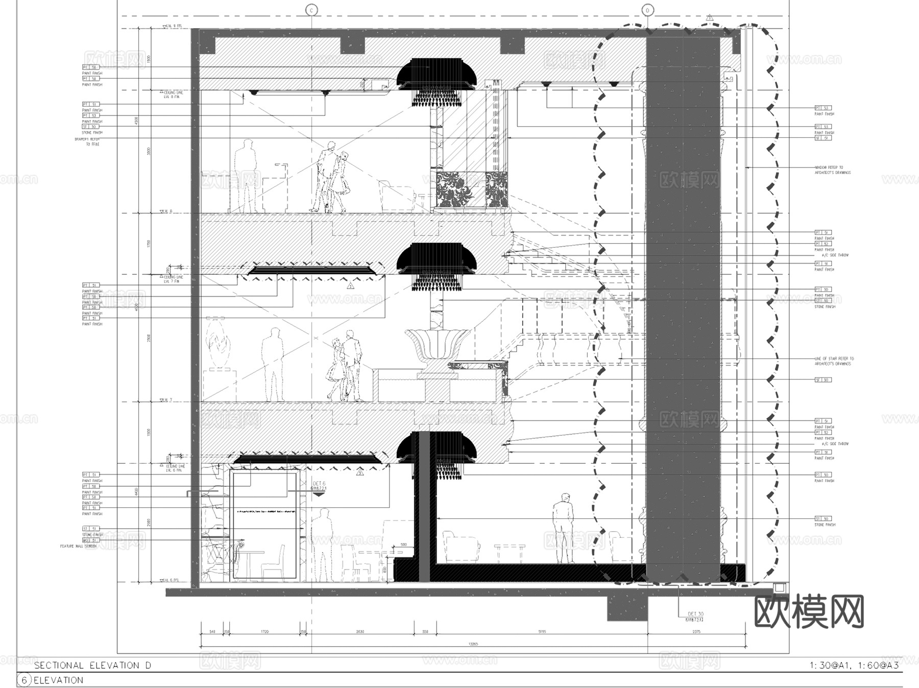 越南时代广场全日制餐厅室内工装CAD施工图整套cad施工图