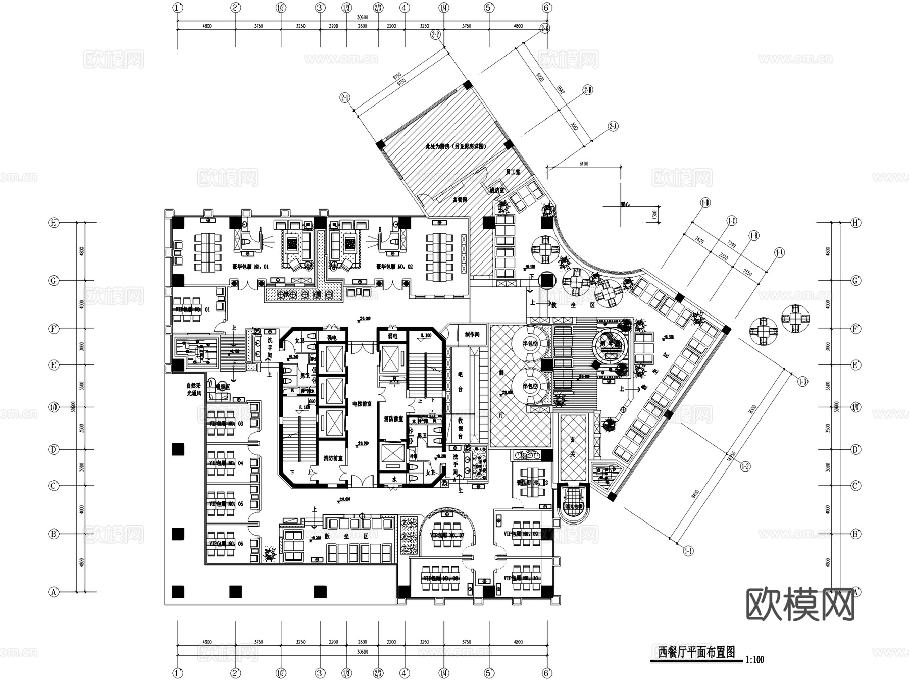 重庆欧式西餐厅室内工装CAD施工图整套cad施工图