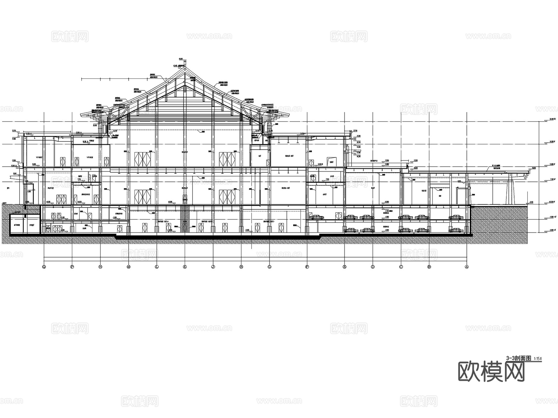 西安丝路国际园林酒店会议中心建筑CAD施工图整套cad施工图