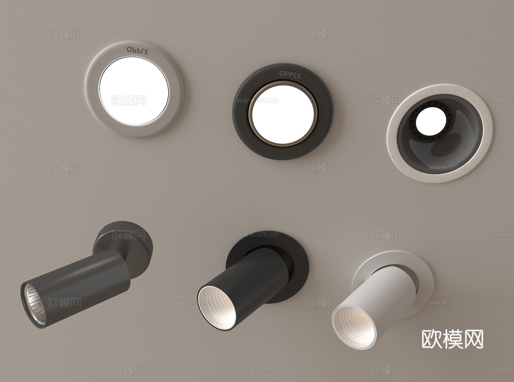 现代筒灯射灯 内嵌筒灯射灯 明装筒灯射灯 转向式3d模型下载