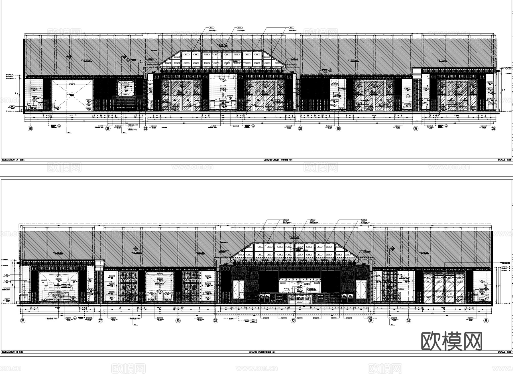 丽江君悦城市酒店行政酒廊公区室内工装CAD施工图整套cad施工图
