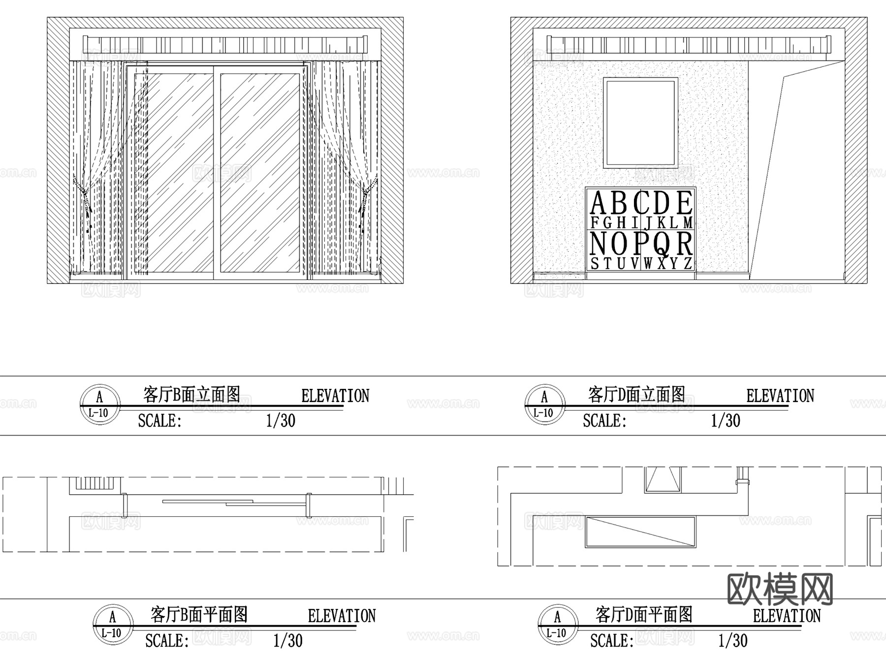 北欧风三室两厅私宅室内家装CAD施工图cad施工图