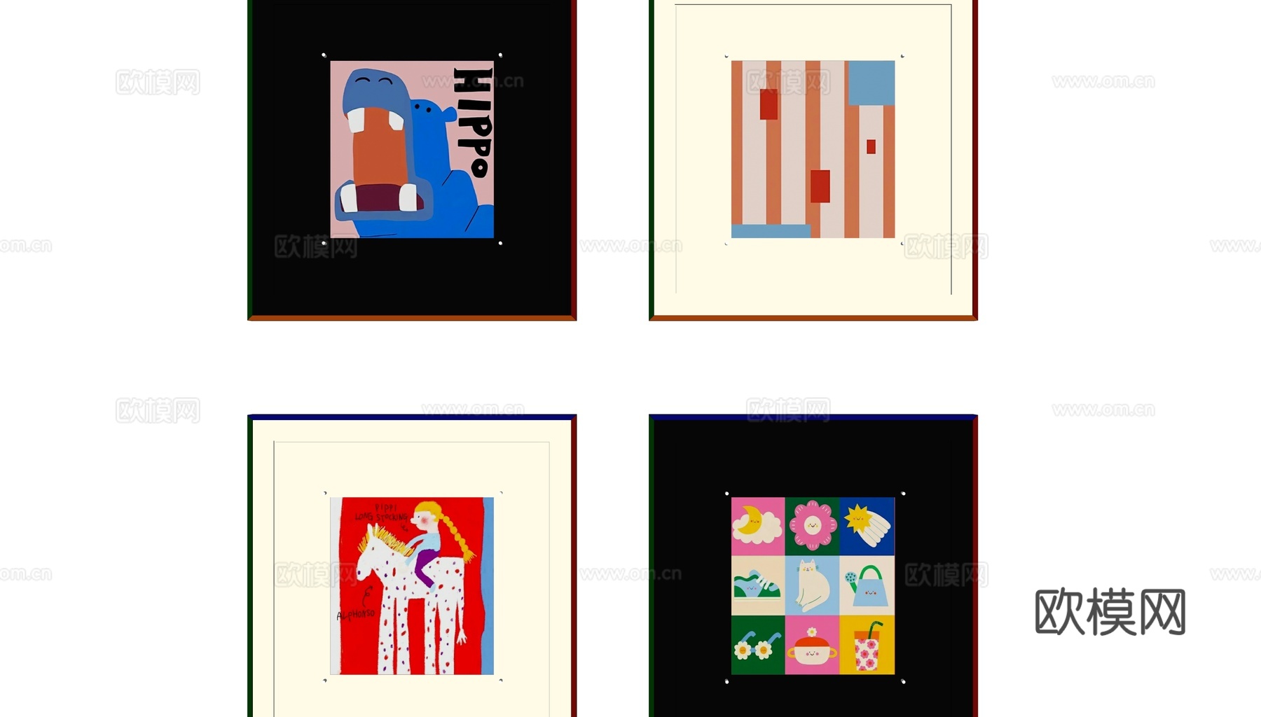 现代多巴胺装饰画su模型